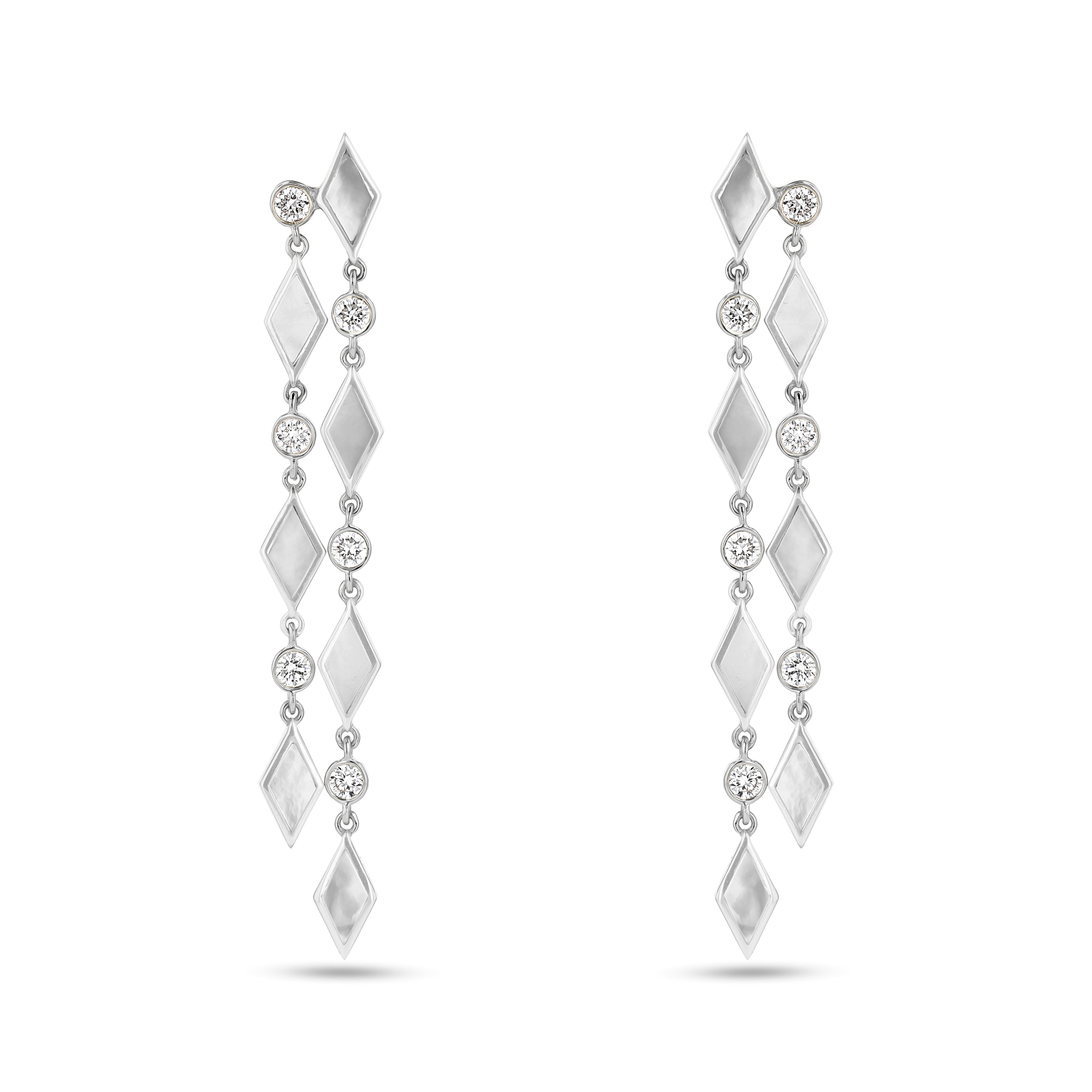 Eternity Hanging Earrings – Mother of Pearl | White Gold