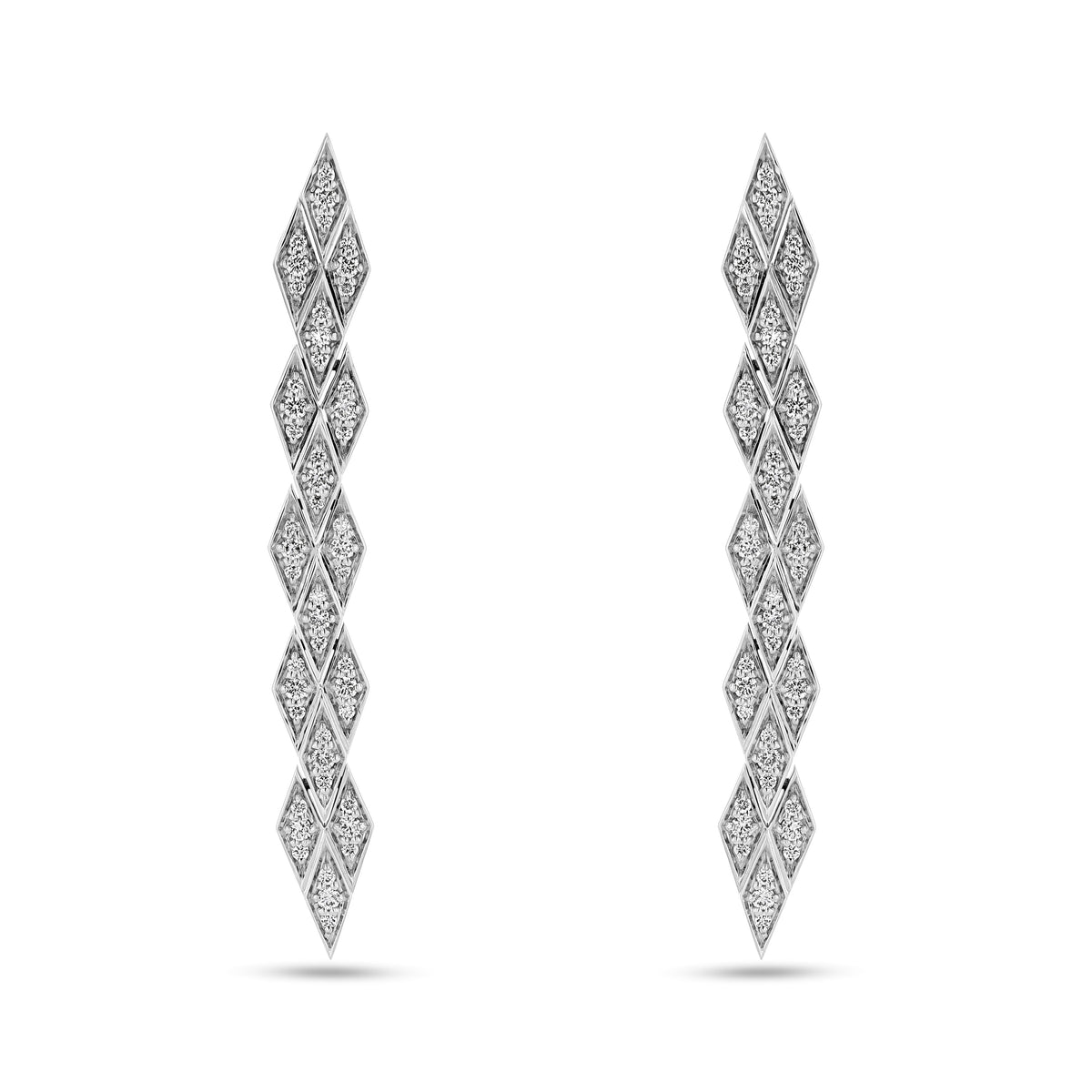 Eternity Drop Diamond Earrings#Gold_White Gold