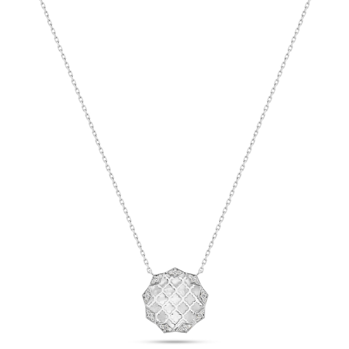 Eternity Mosaic Pendant Mother of Pearl#Gold_White Gold