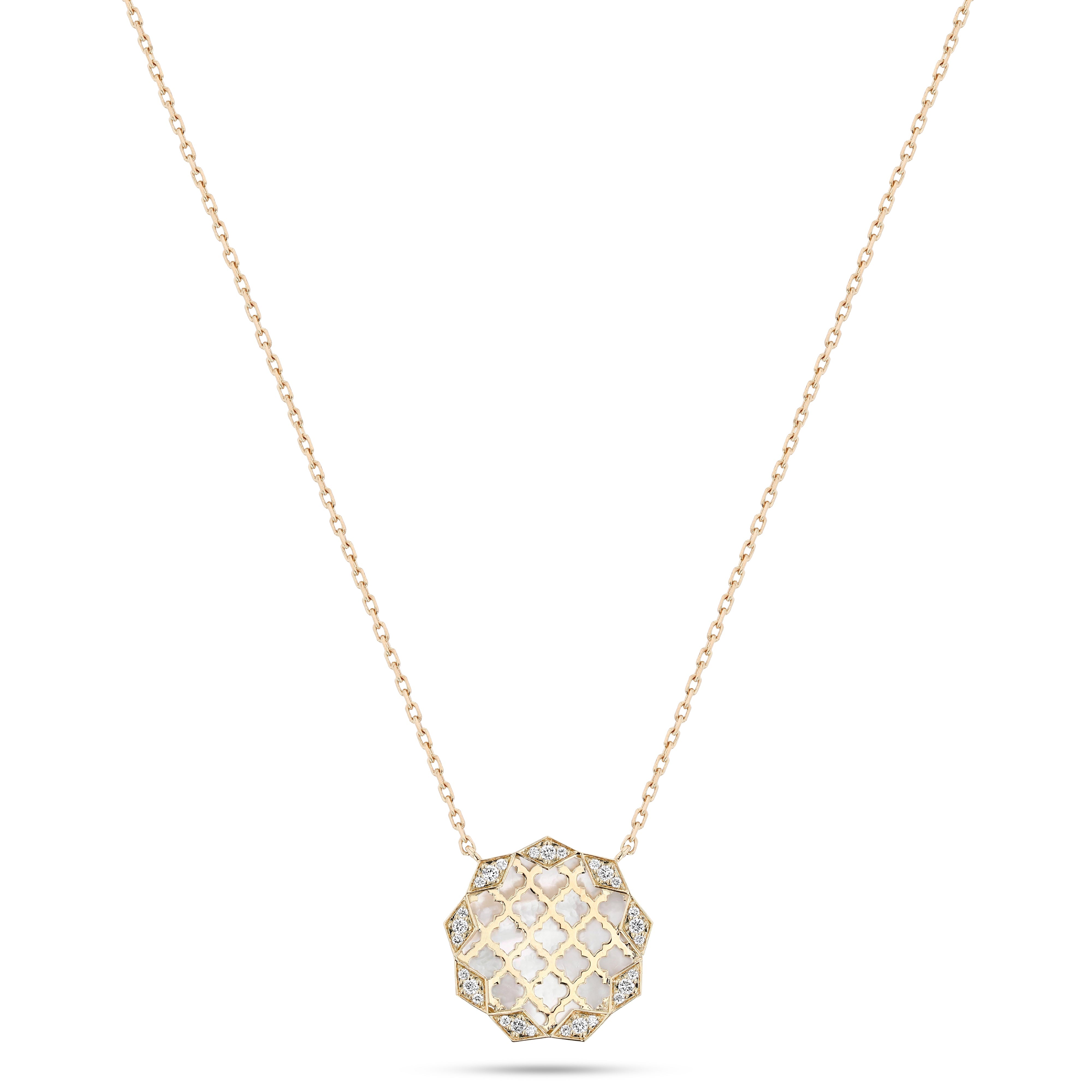 Eternity Mosaic Pendant Mother of Pearl#Gold_Yellow Gold