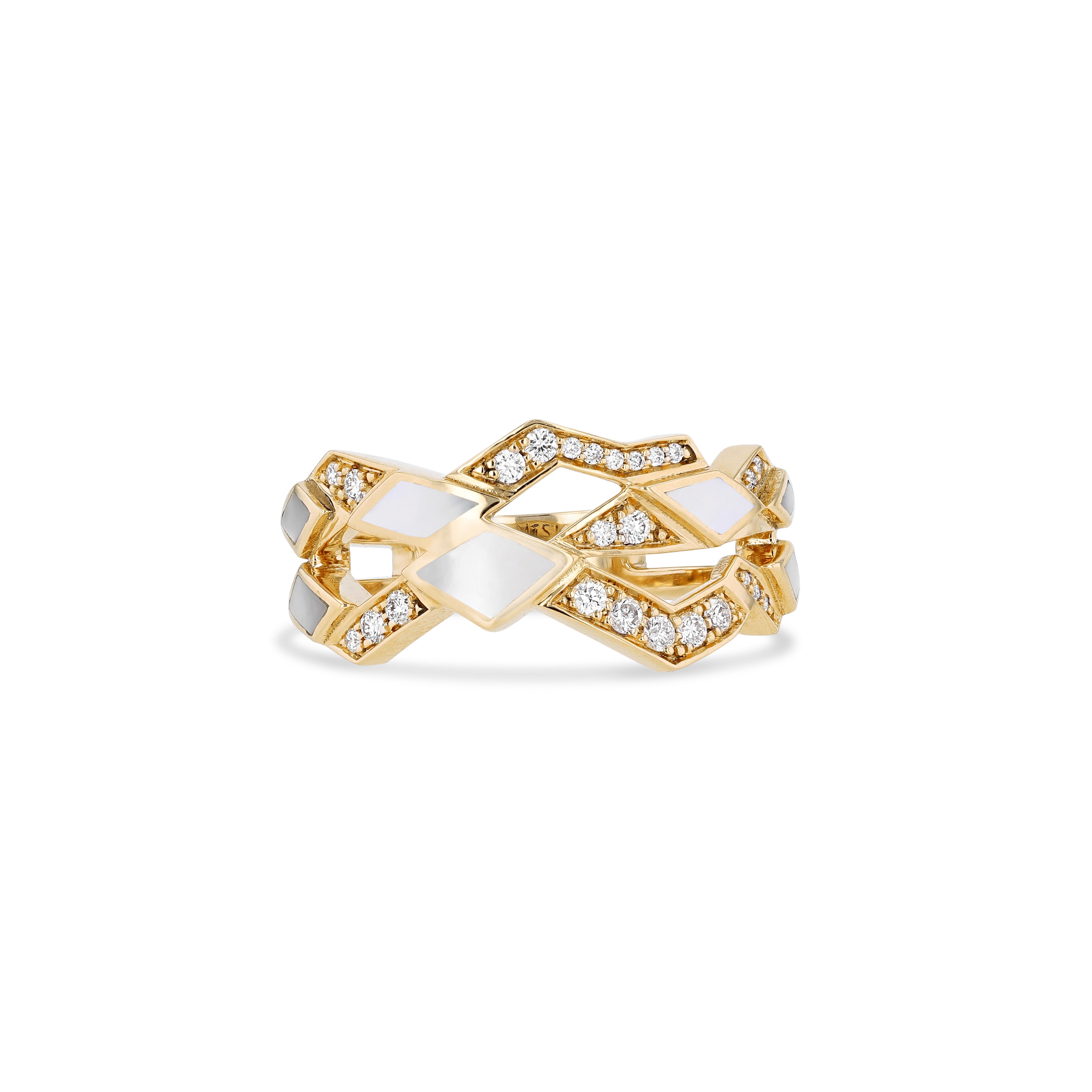 Eternity Wave Ring – Mother of Pearl | Yellow Gold