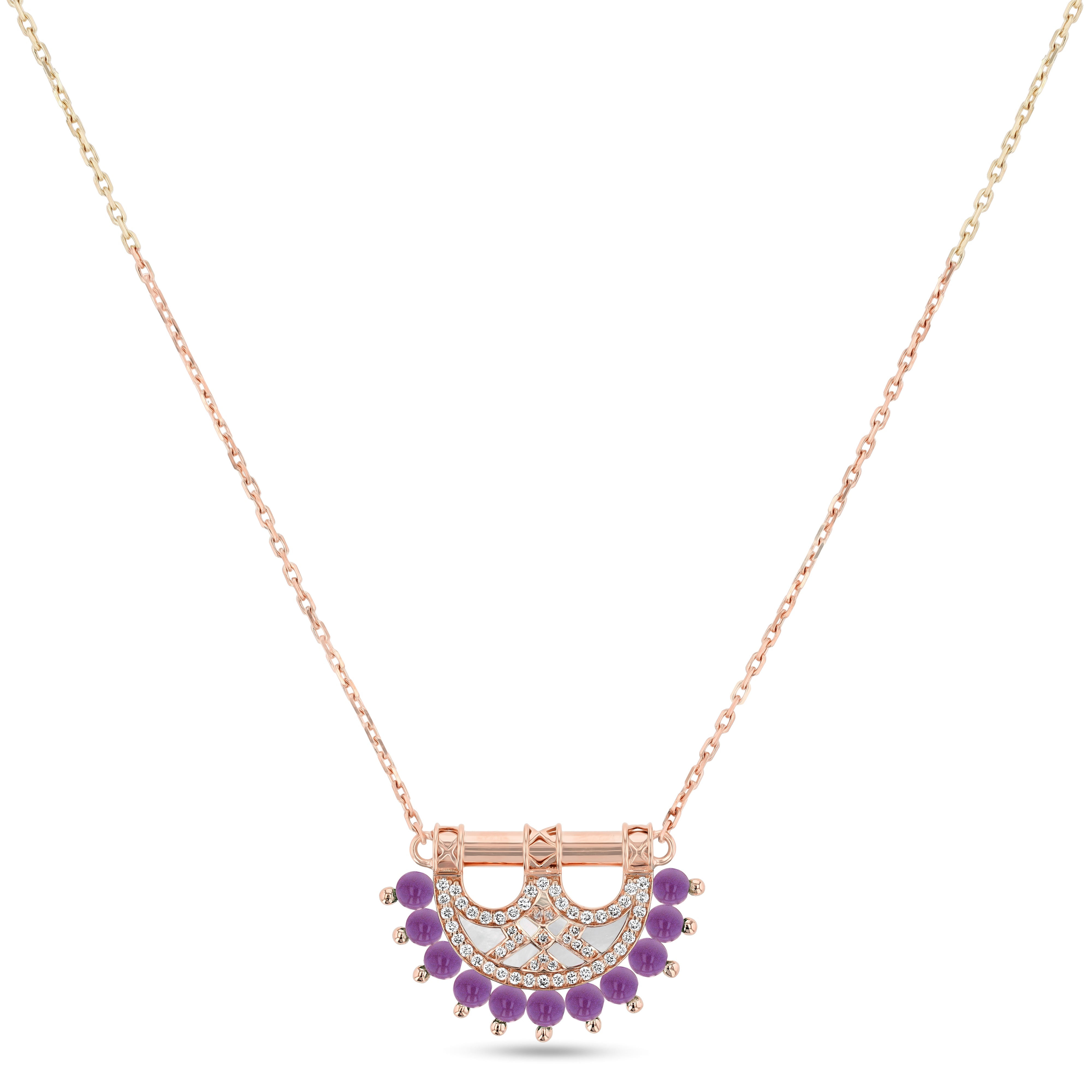 Heritage Mosaic Mini Pendant – Rose Gold, Amethyst