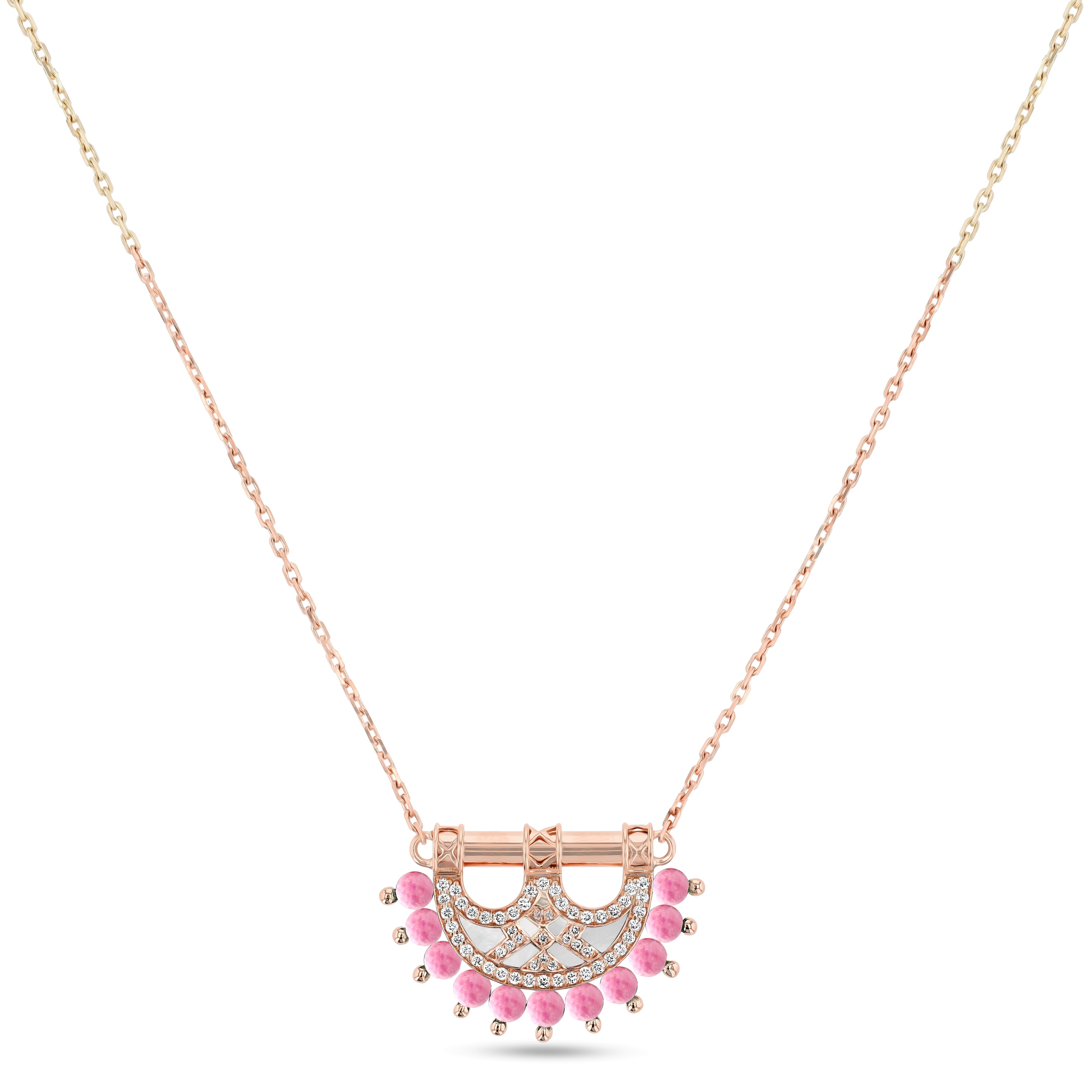 Heritage Mosaic Mini Pendant – Rose Gold, Rose Quartz