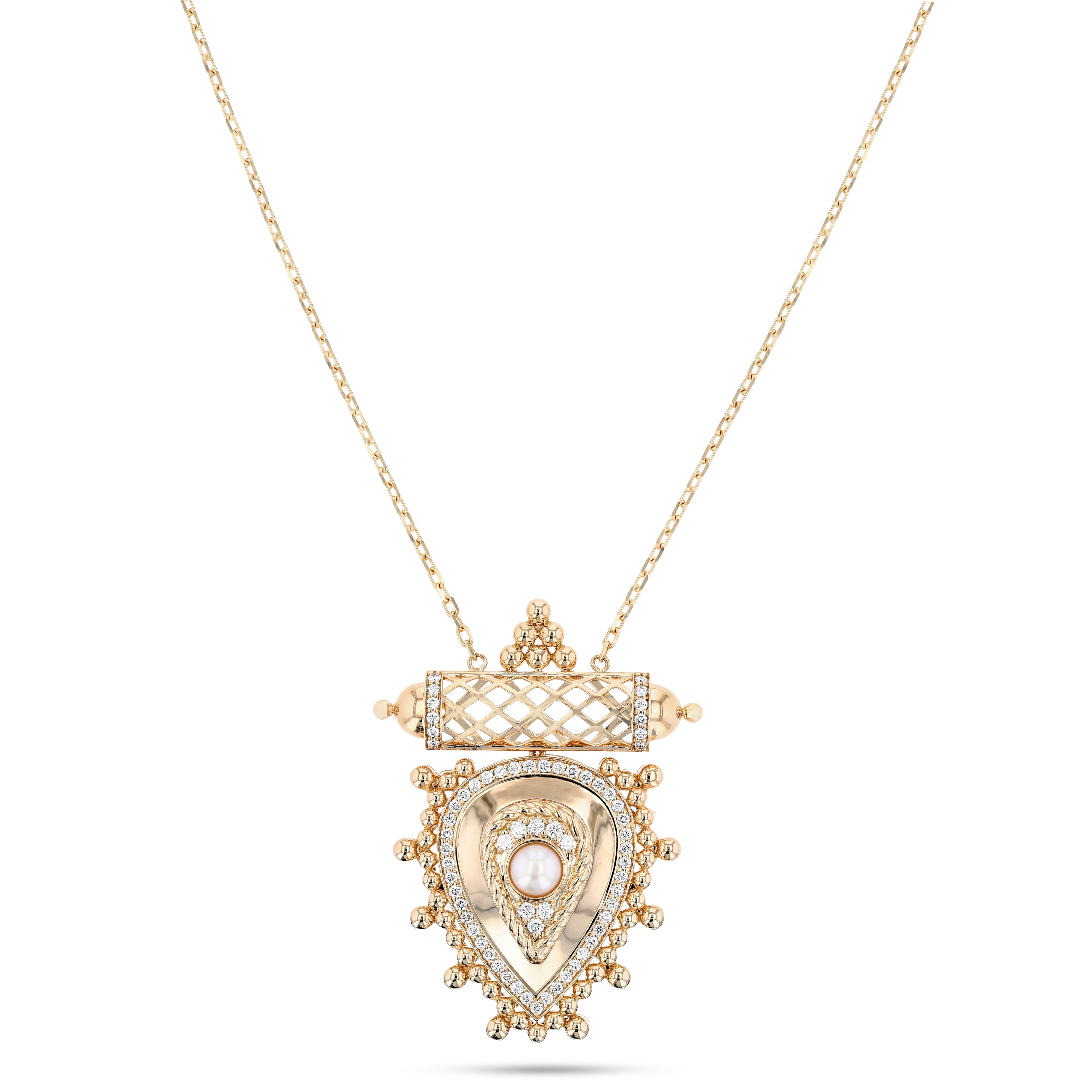 Al Qasr Medium Pendant – Pearl | Yellow Gold