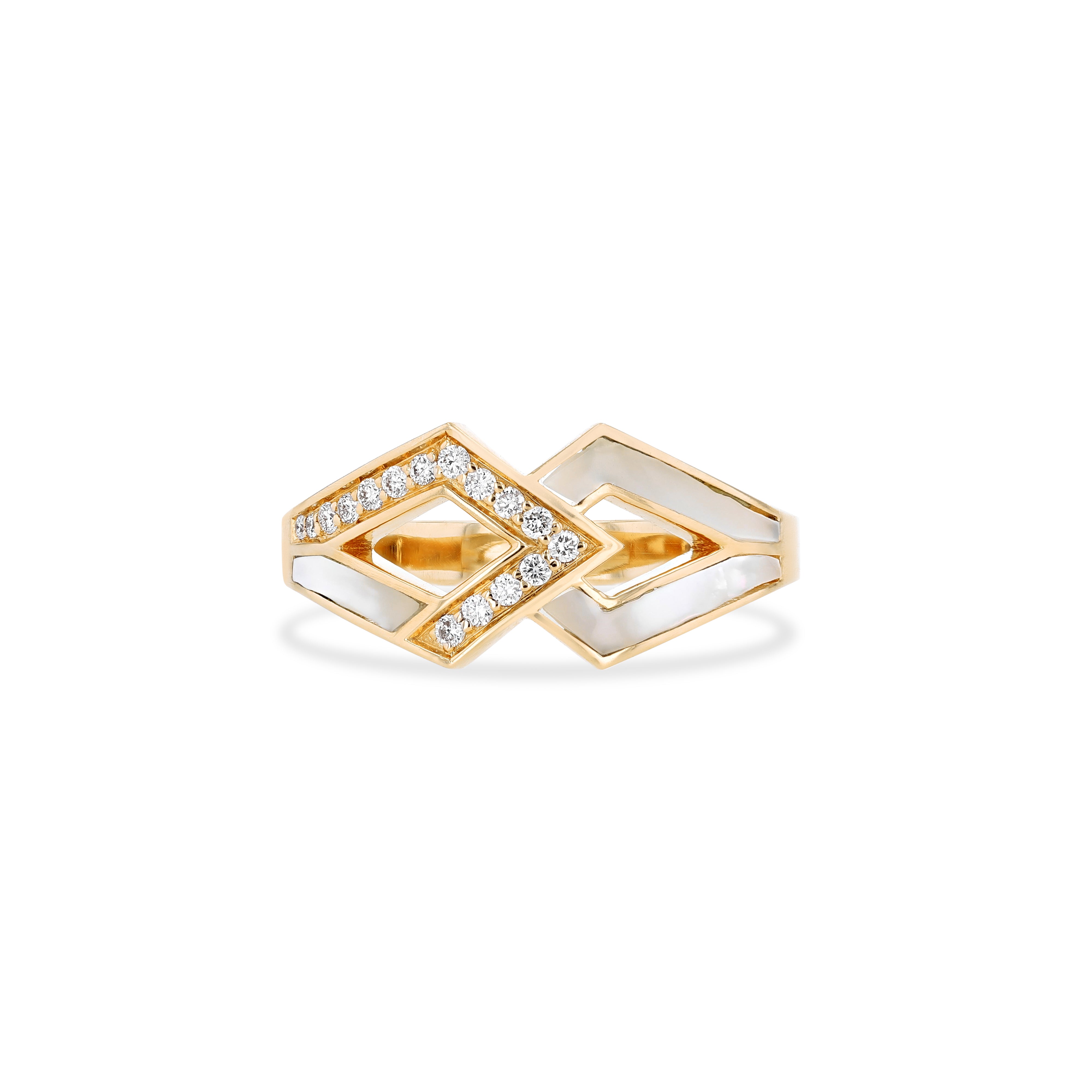 Eternity Edge Ring – Mother of Pearl | Yellow Gold