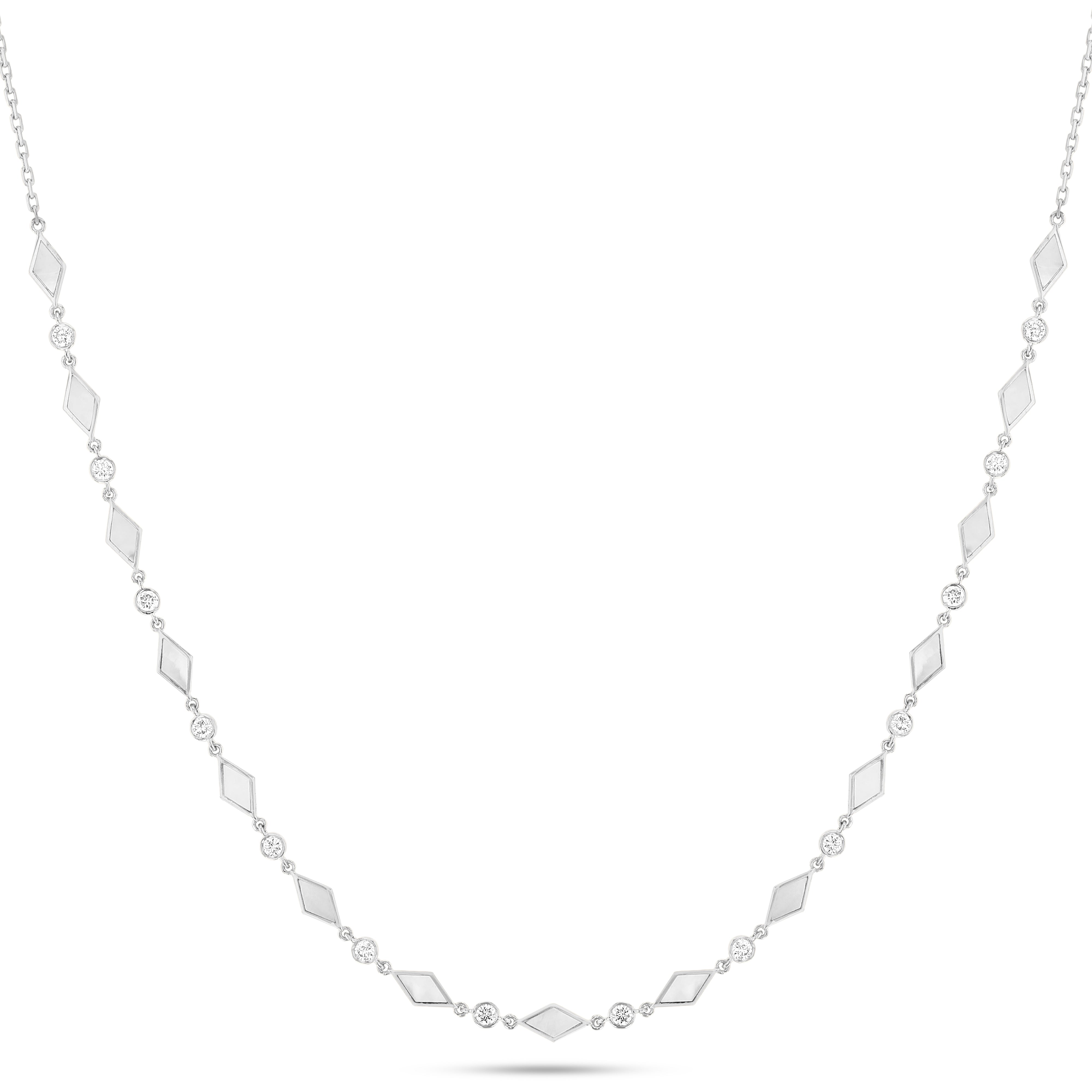 Eternity Grace Necklace Mother of Pearl#Gold_White Gold