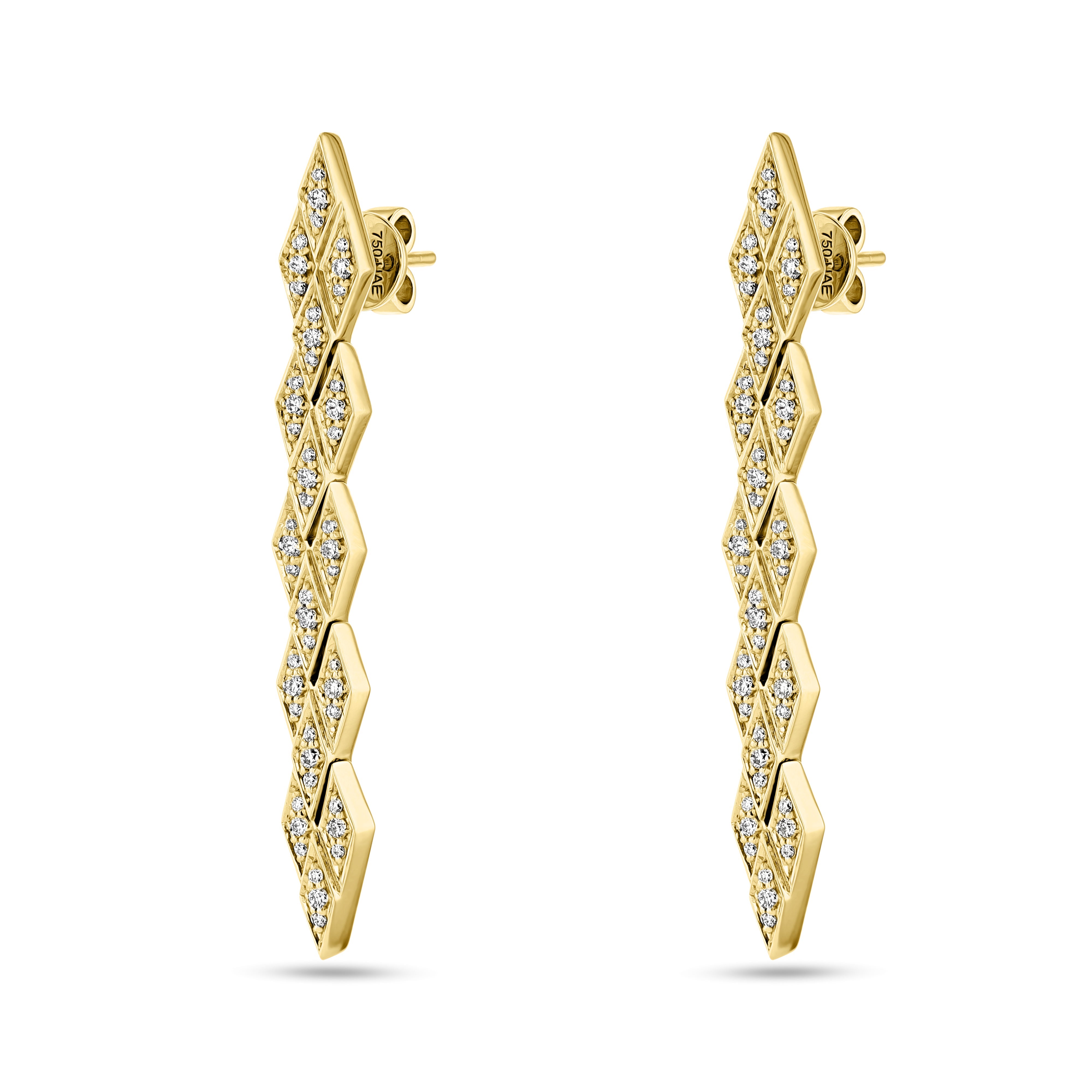 Eternity Drop Diamond Earrings#Gold_Yellow Gold