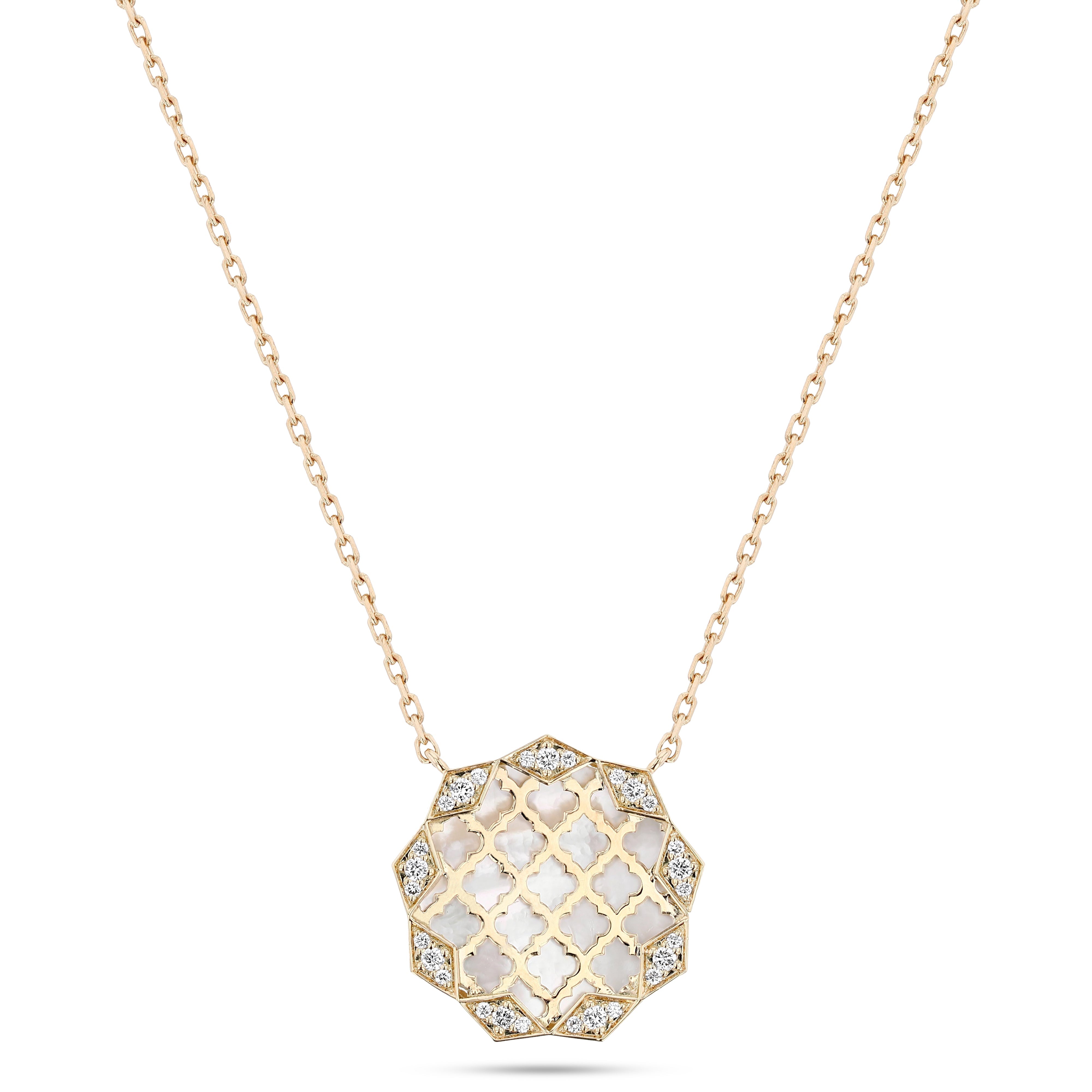 Eternity Mosaic Pendant Mother of Pearl#Gold_Yellow Gold