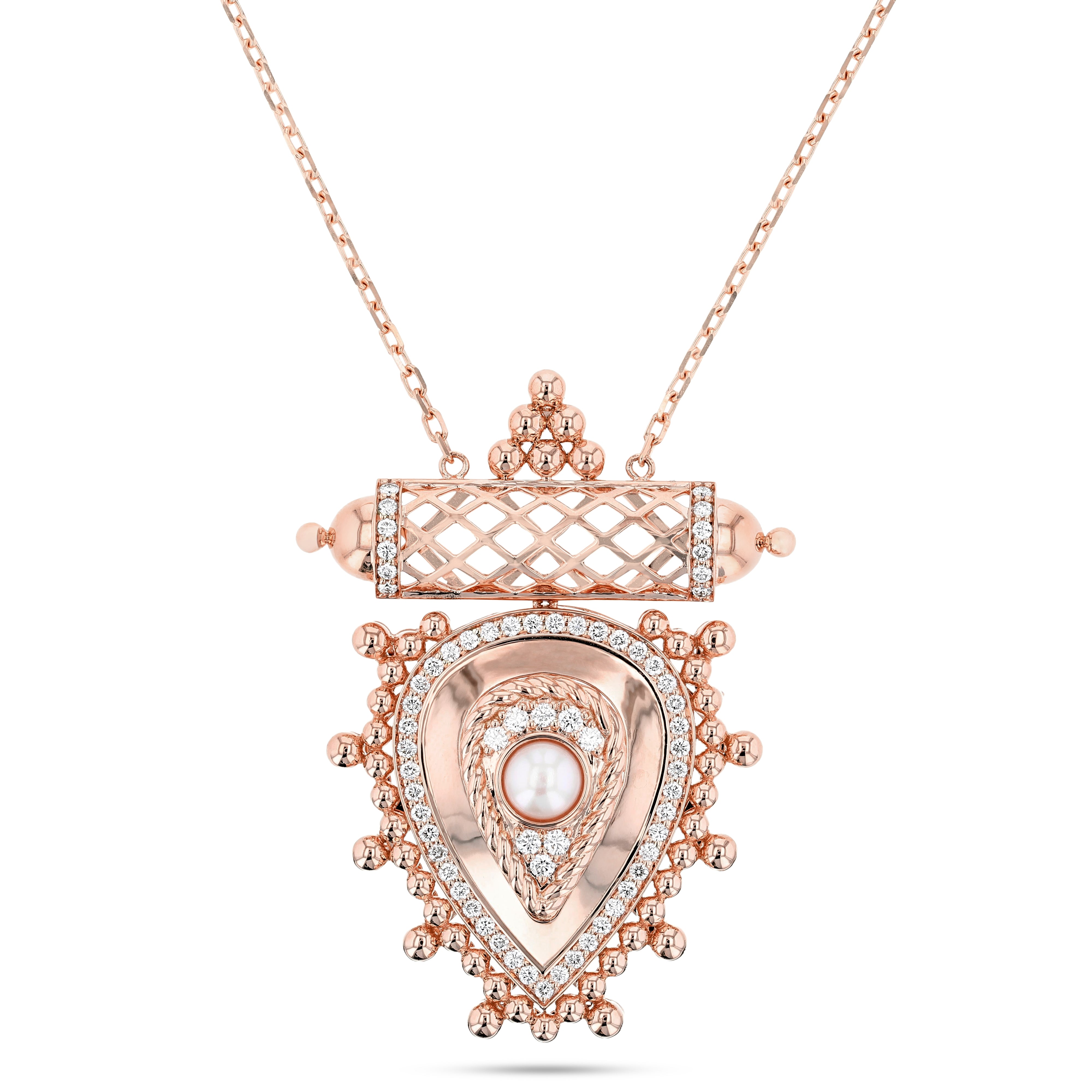 Al Qasr Medium Pendant – Pearl | Rose Gold