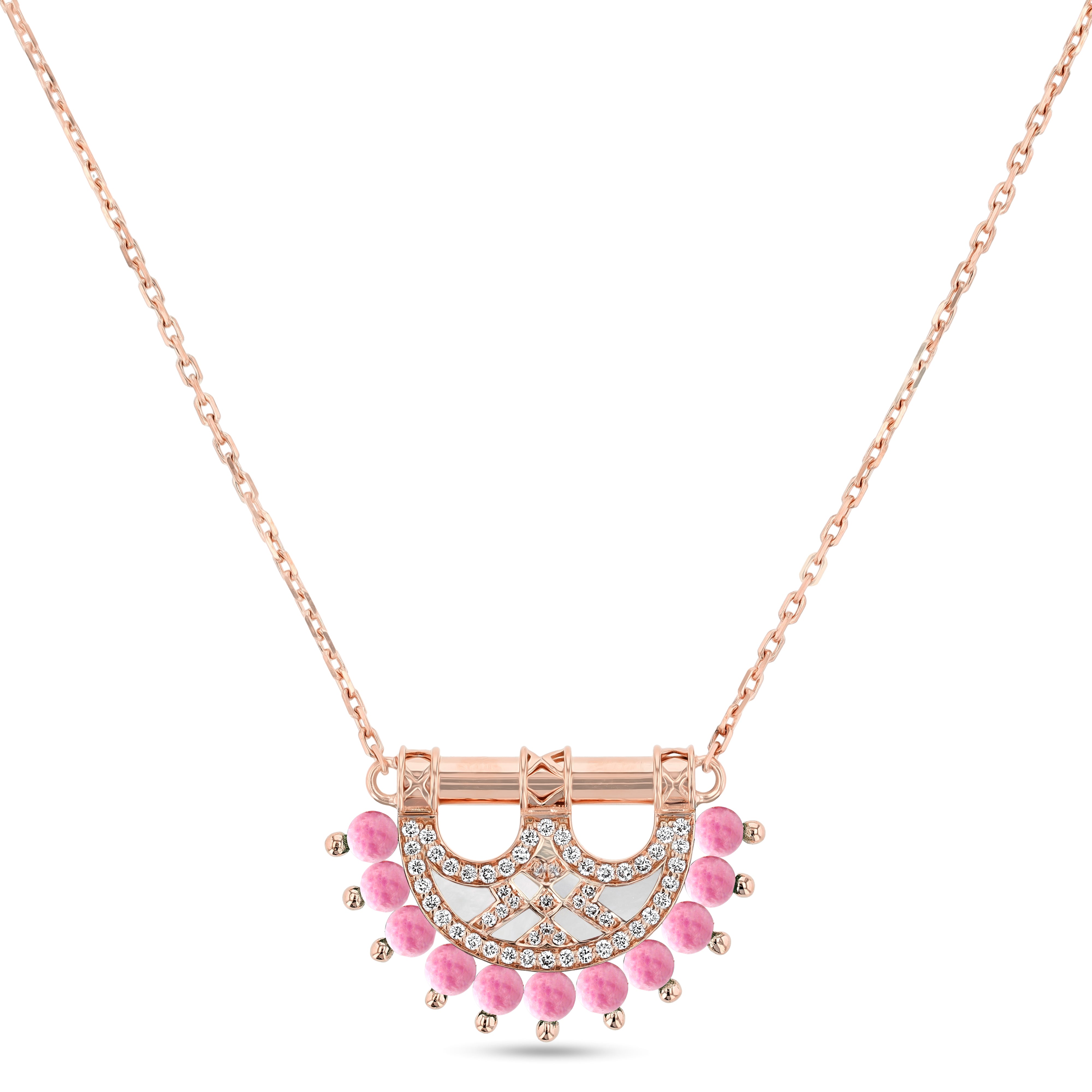 Heritage Mosaic Mini Pendant – Rose Gold, Rose Quartz