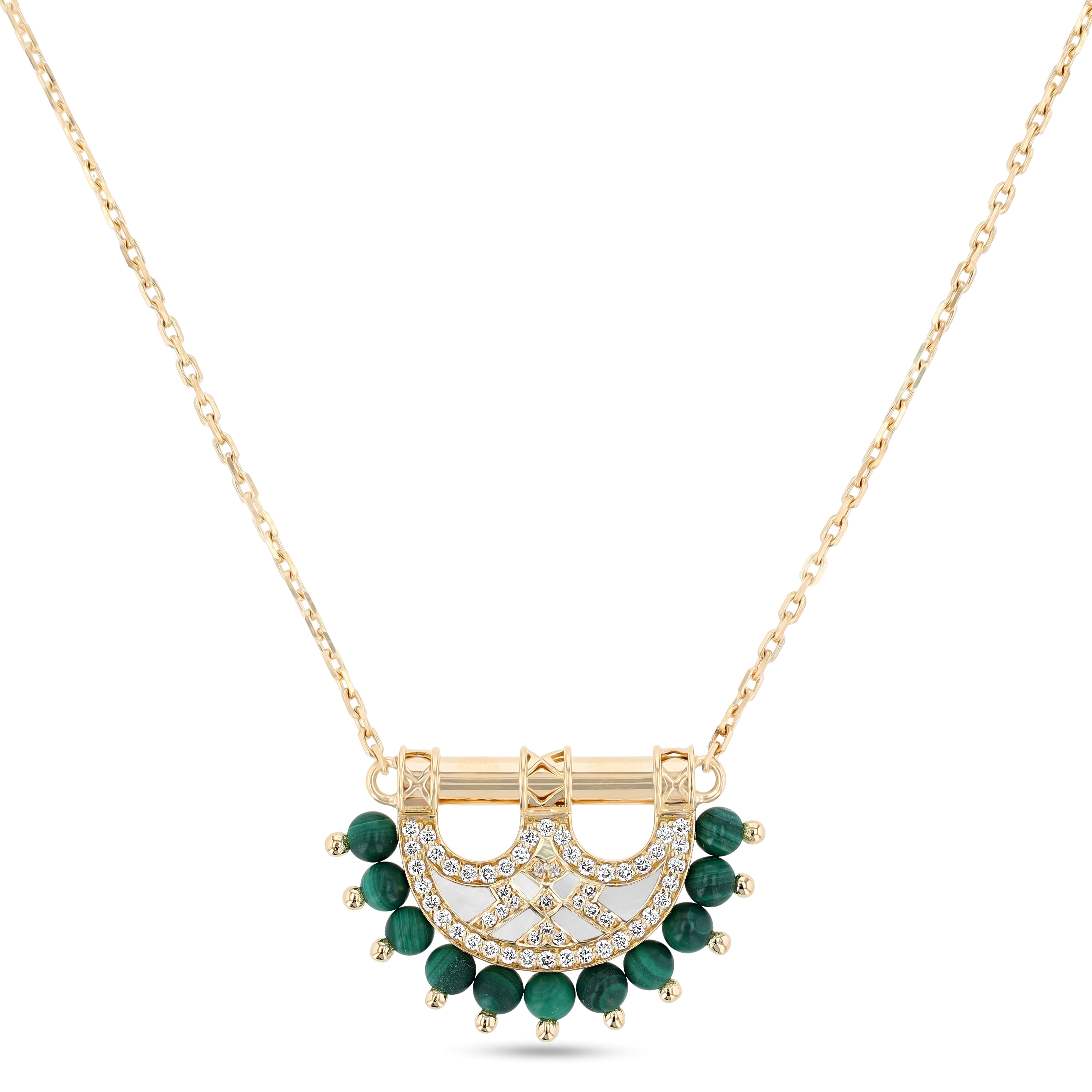 Heritage Mosaic Mini Pendant – Yellow Gold, Malachite