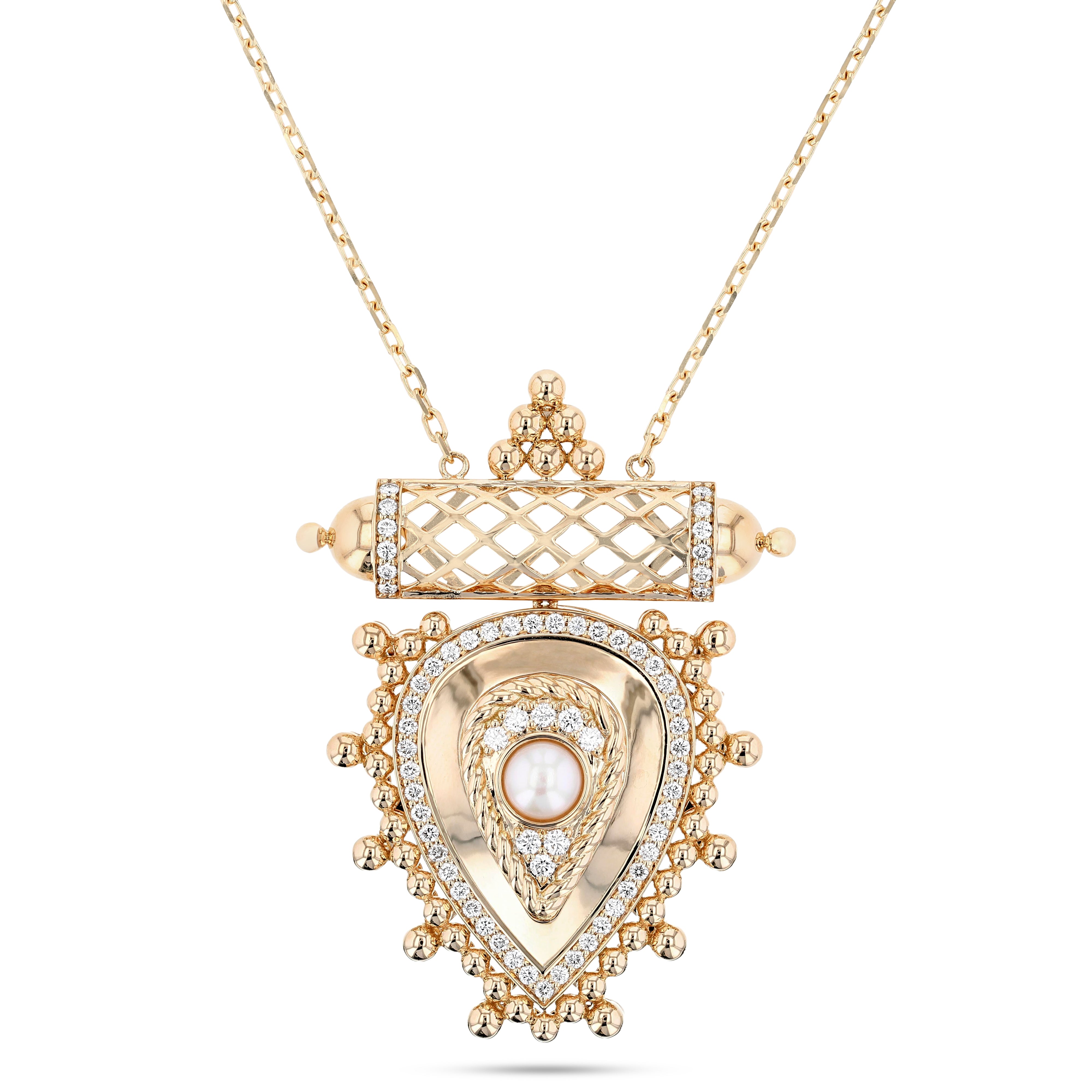 Al Qasr Medium Pendant – Pearl | Yellow Gold