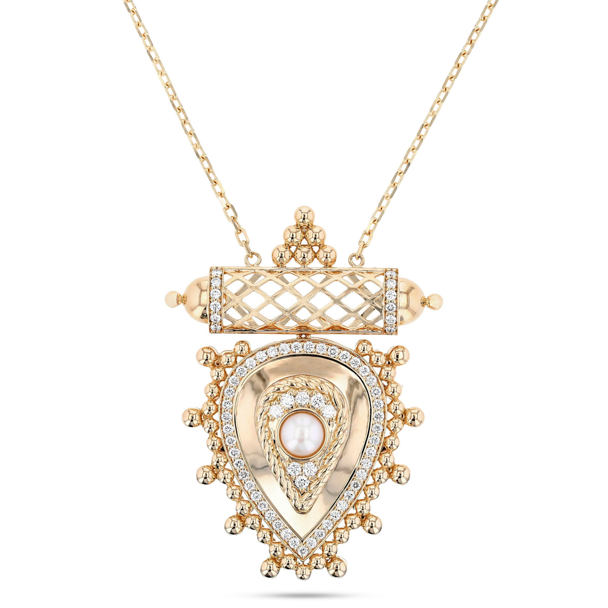 Al Qasr Medium Pendant Pearl#Gold_Yellow Gold