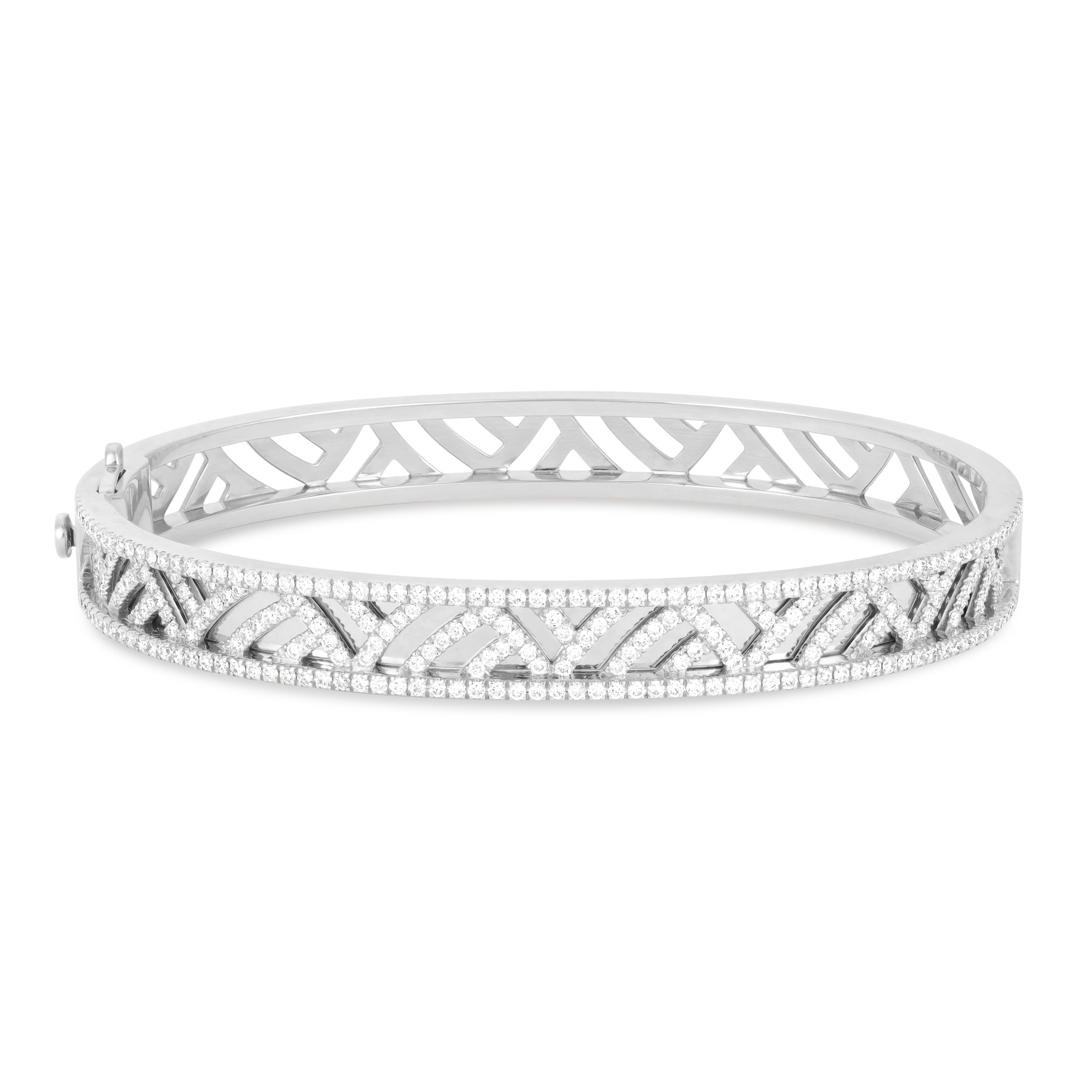Palm Full Diamond White Gold Bangle