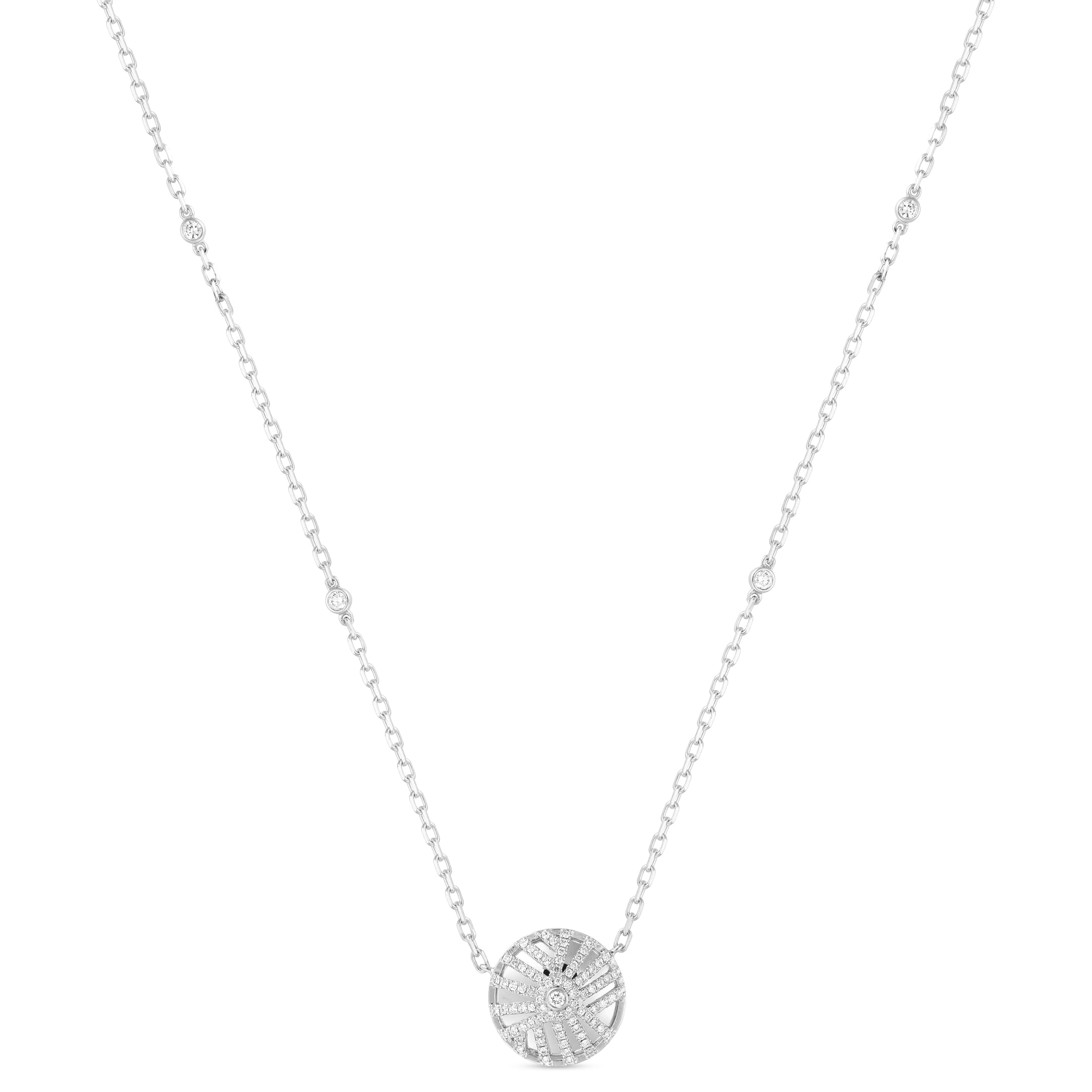 Palm Small White Gold Round Pendant