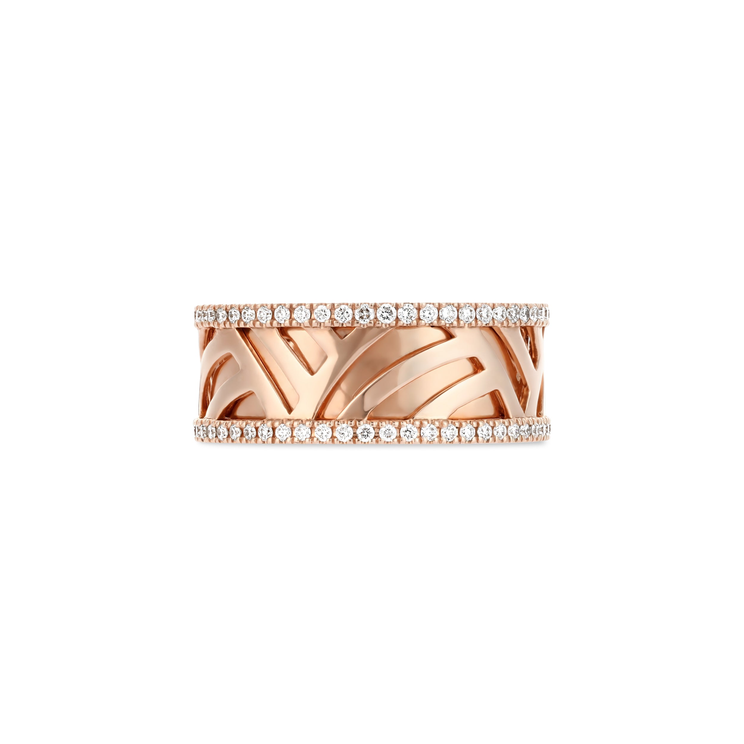 Palm Border Diamond Rose Gold Band