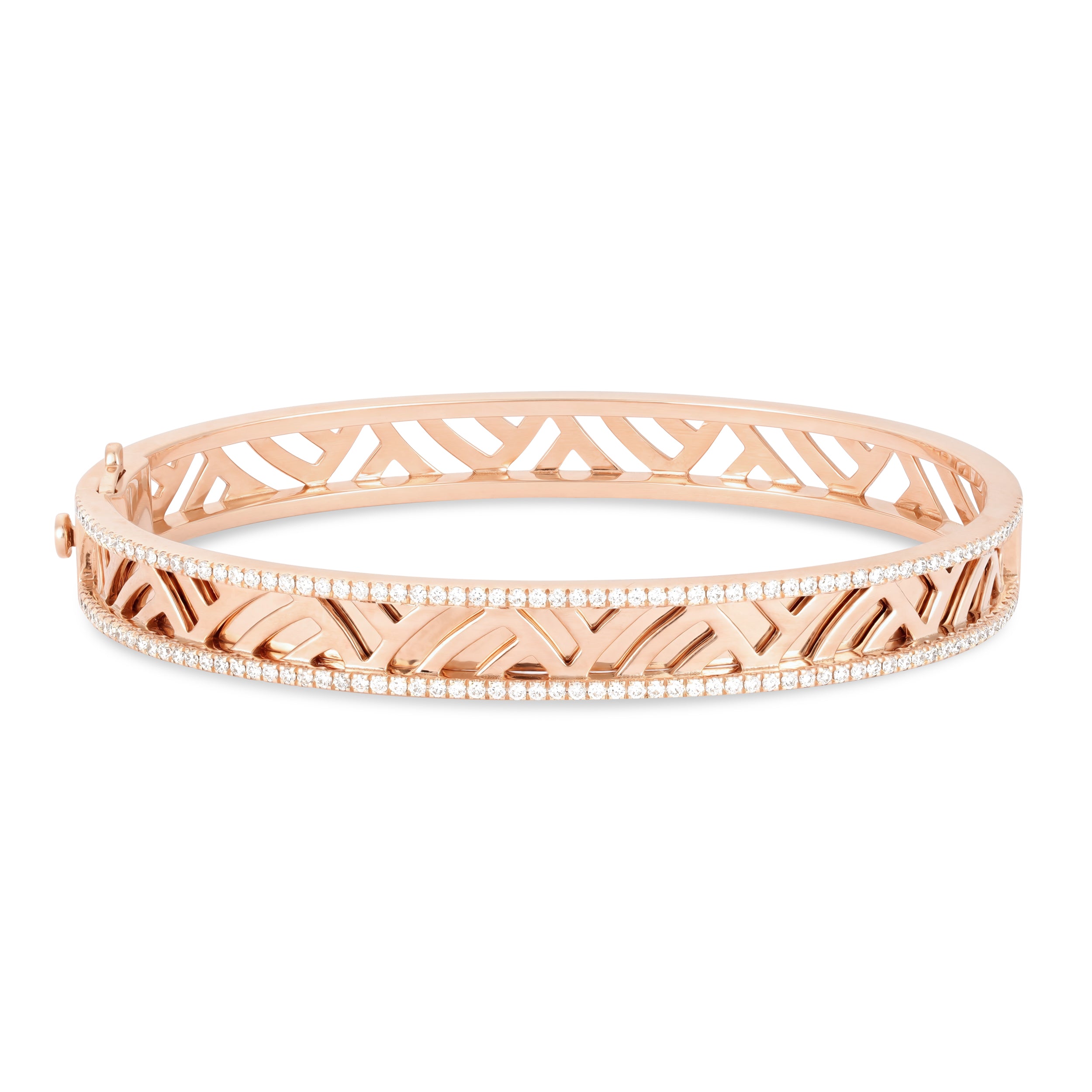 Palm Border Diamond Rose Gold Bangle