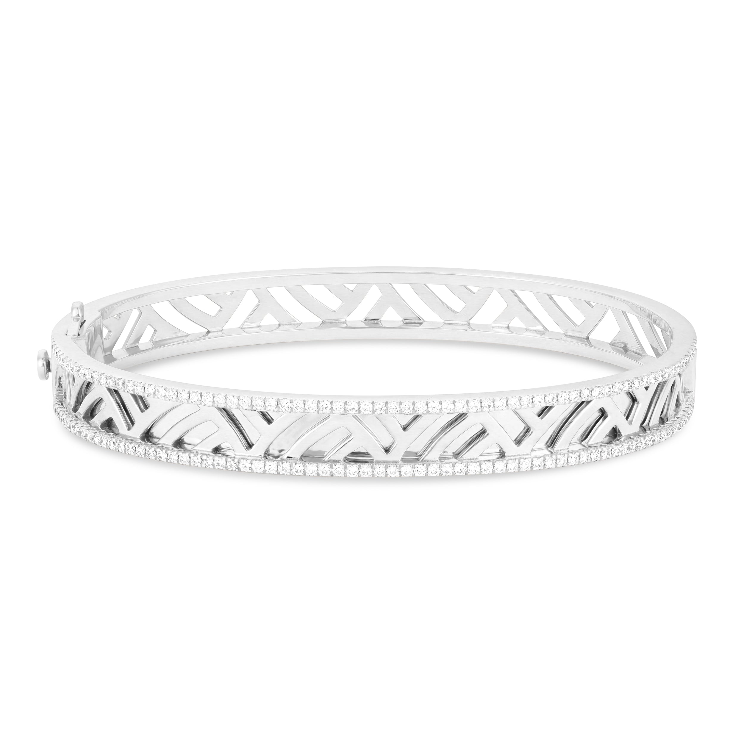 Palm Border Diamond White Gold Bangle