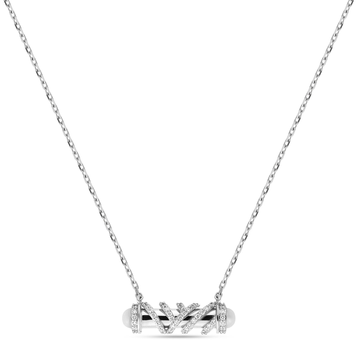 Palm Mini Pearl Pendant#Gold_White Gold