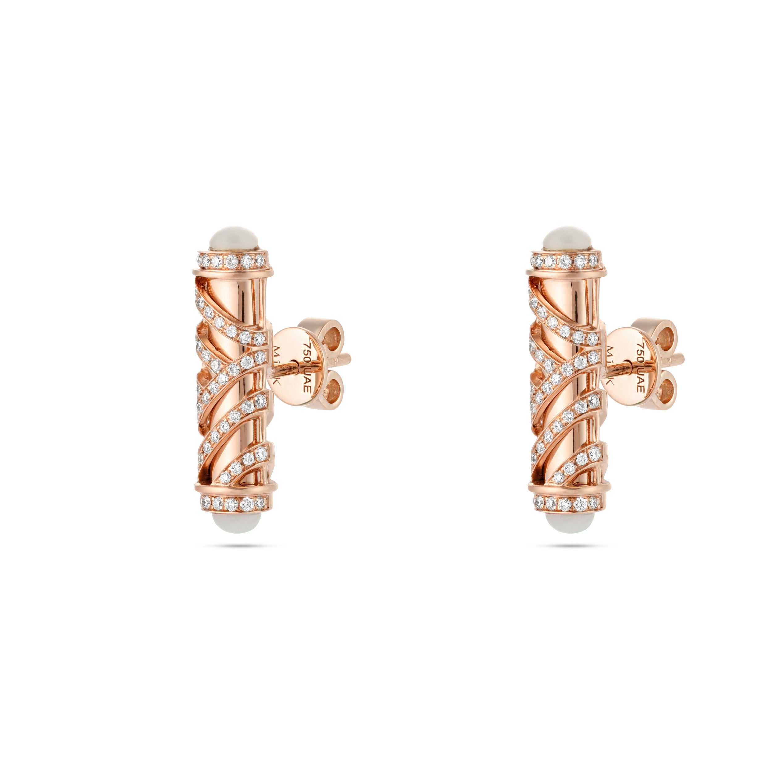 Palm Small Pearl White Gold Studs