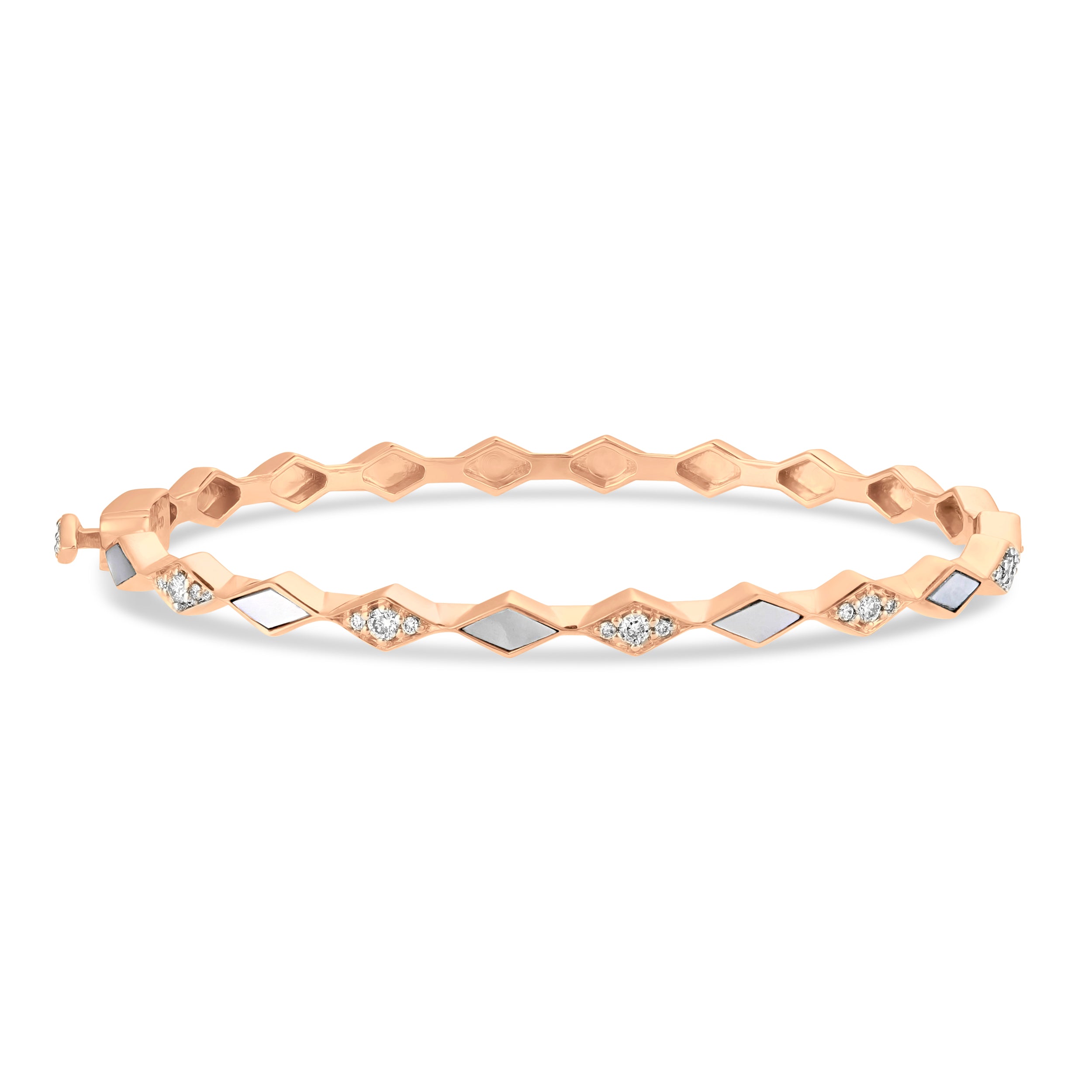 Eternity Slim Mother of Pearl White Gold Bangle