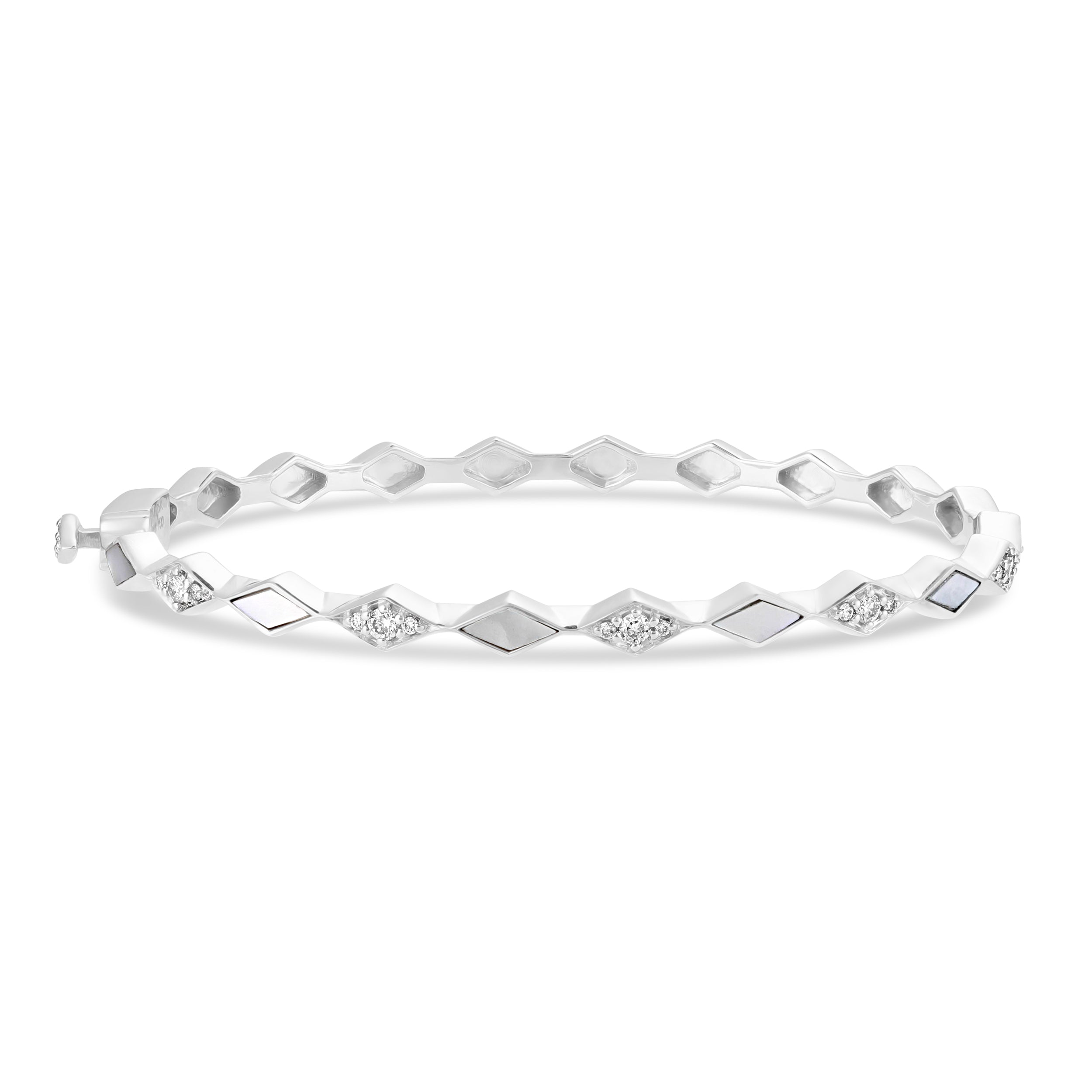 Eternity Slim Mother of Pearl White Gold Bangle
