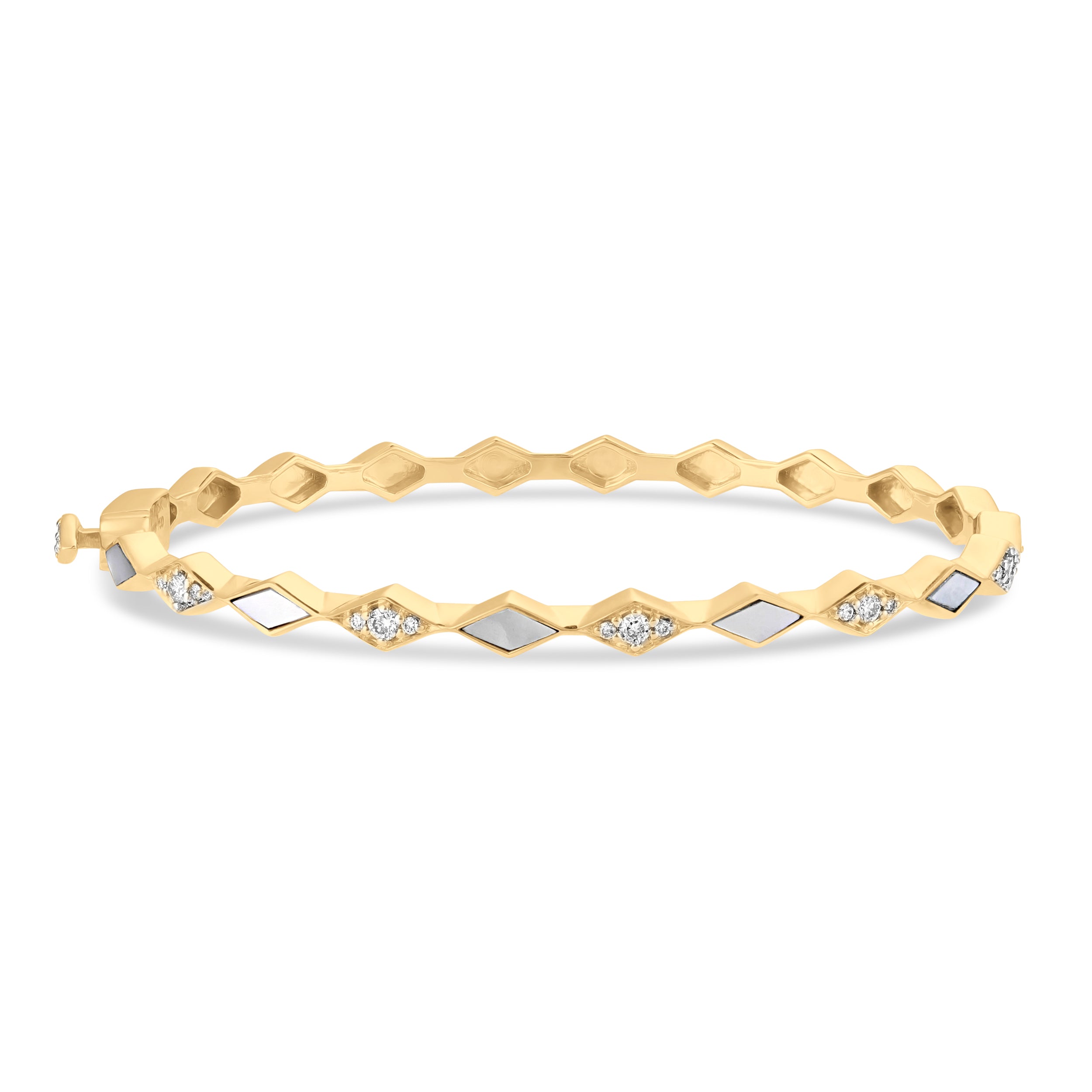 Eternity Slim Mother of Pearl White Gold Bangle