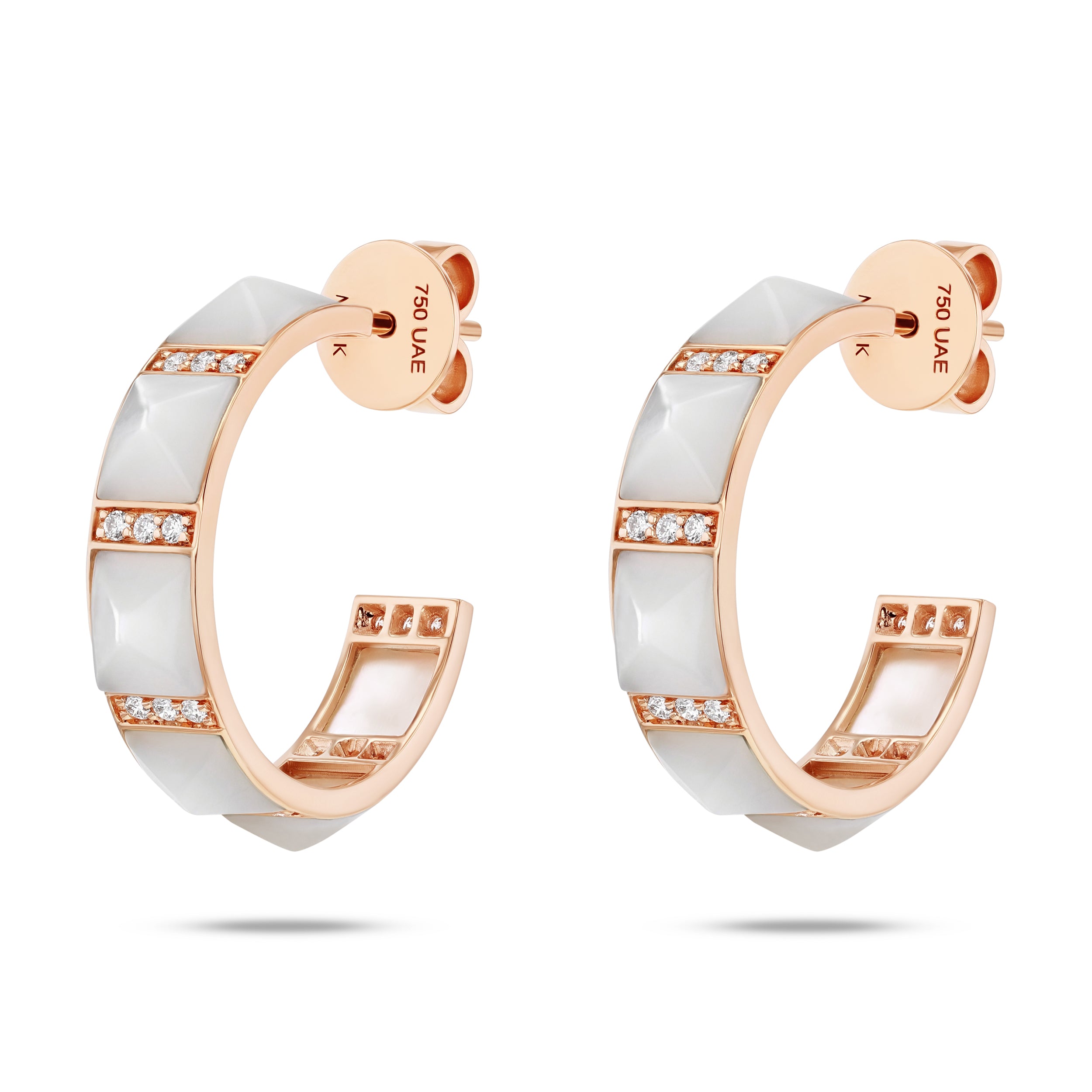 Tilal Mother Of Pearl Hoop Earrings- Rose Gold