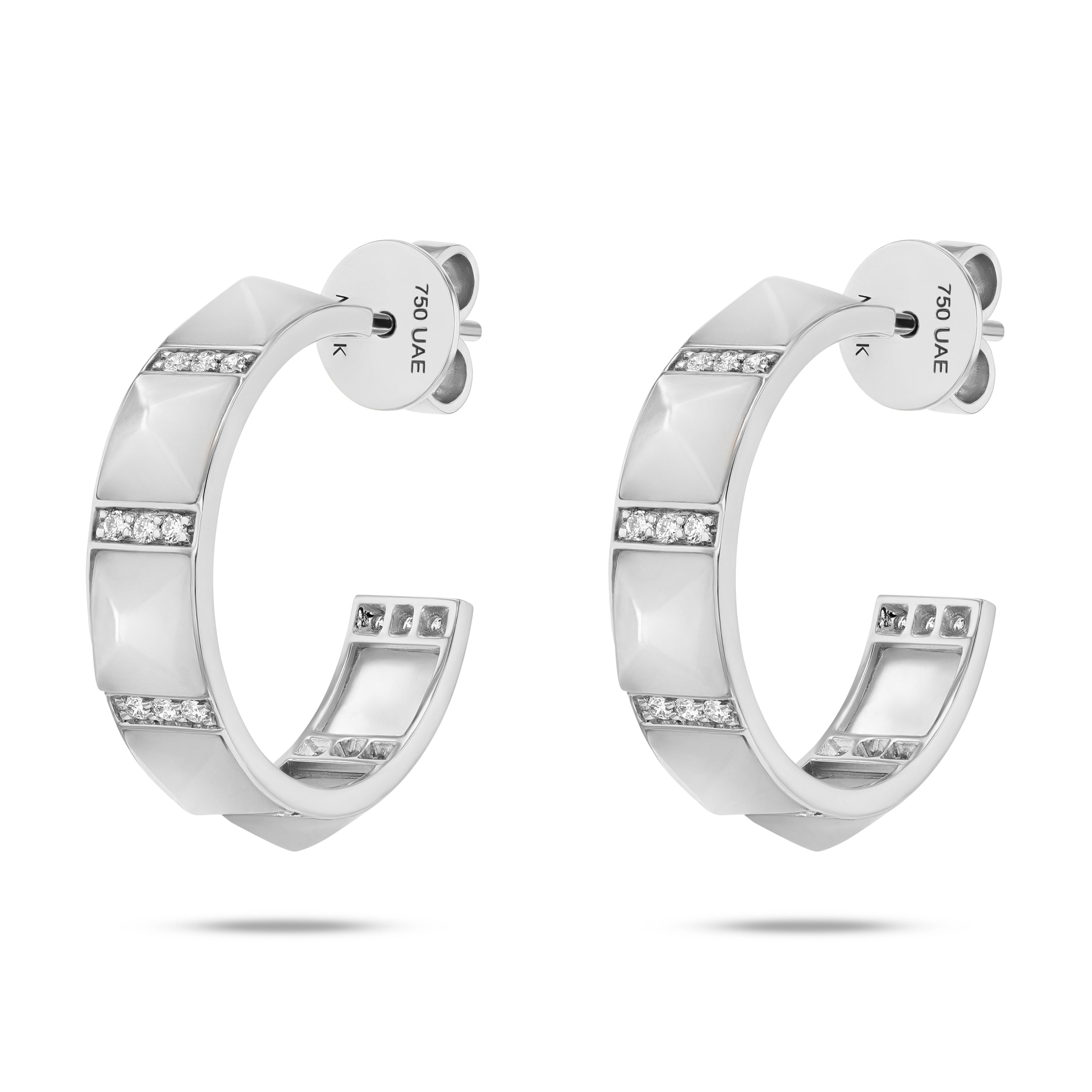 Tilal Mother Of Pearl Hoop Earrings- White Gold