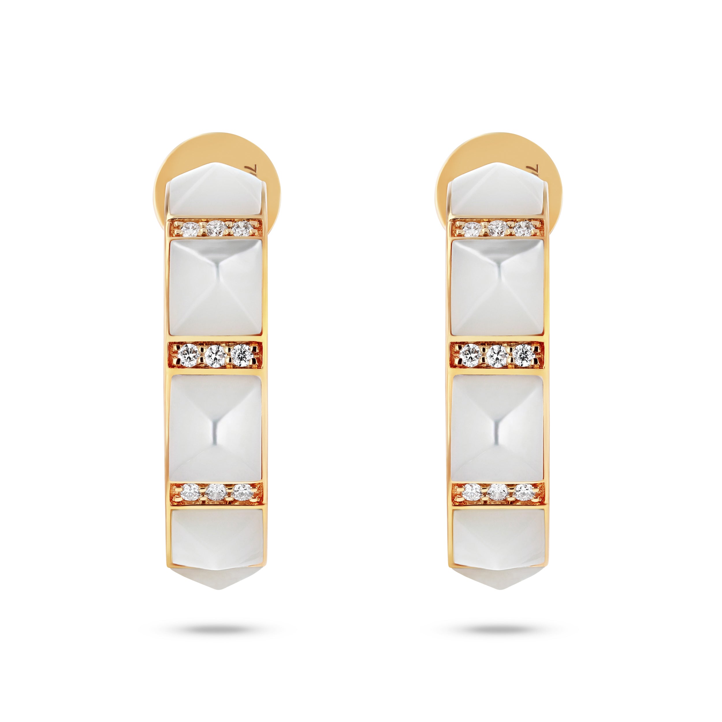 Tilal Mother Of Pearl Hoop Earrings- Yellow Gold