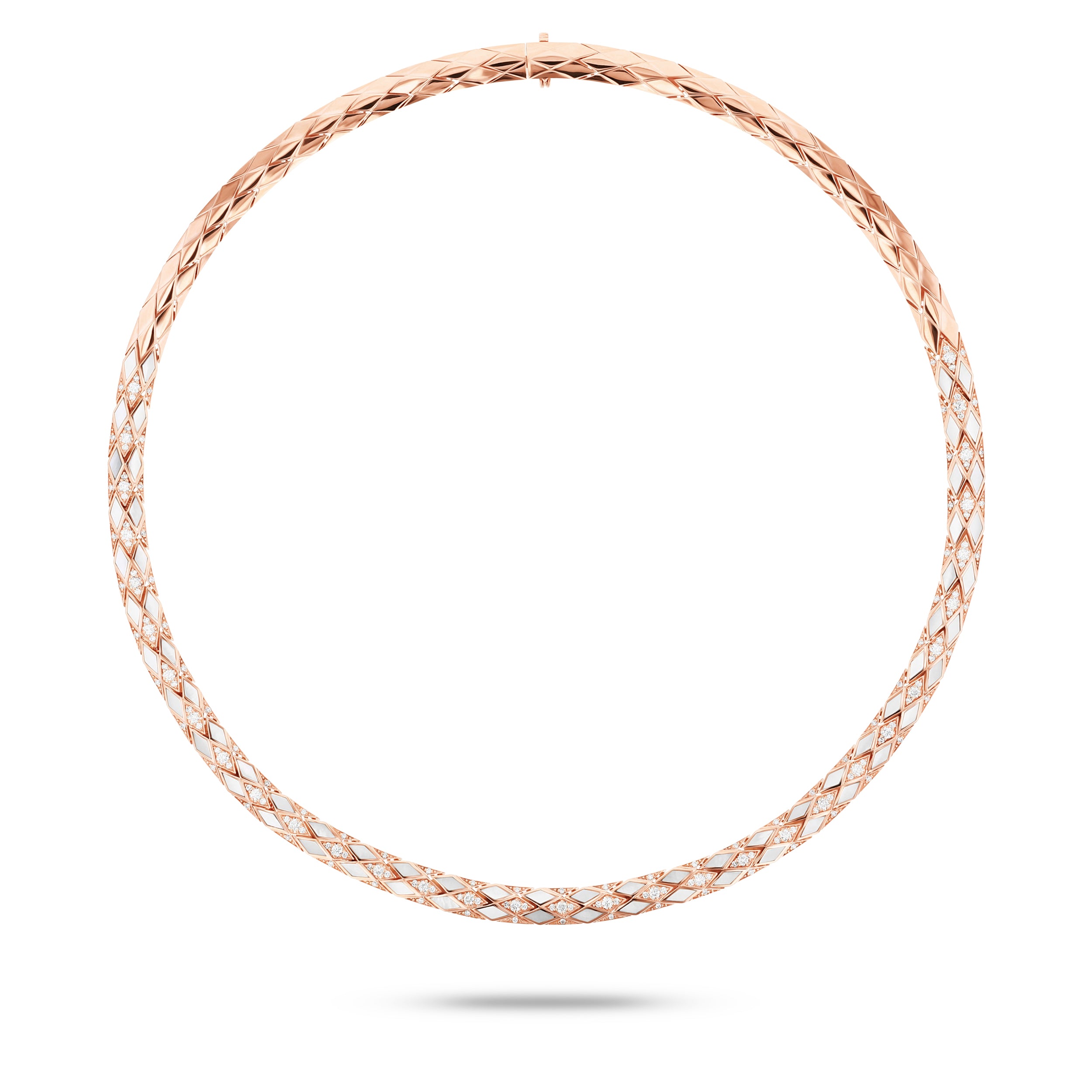 Eternity Diamond & Mother of Pearl Necklace- Rose Gold