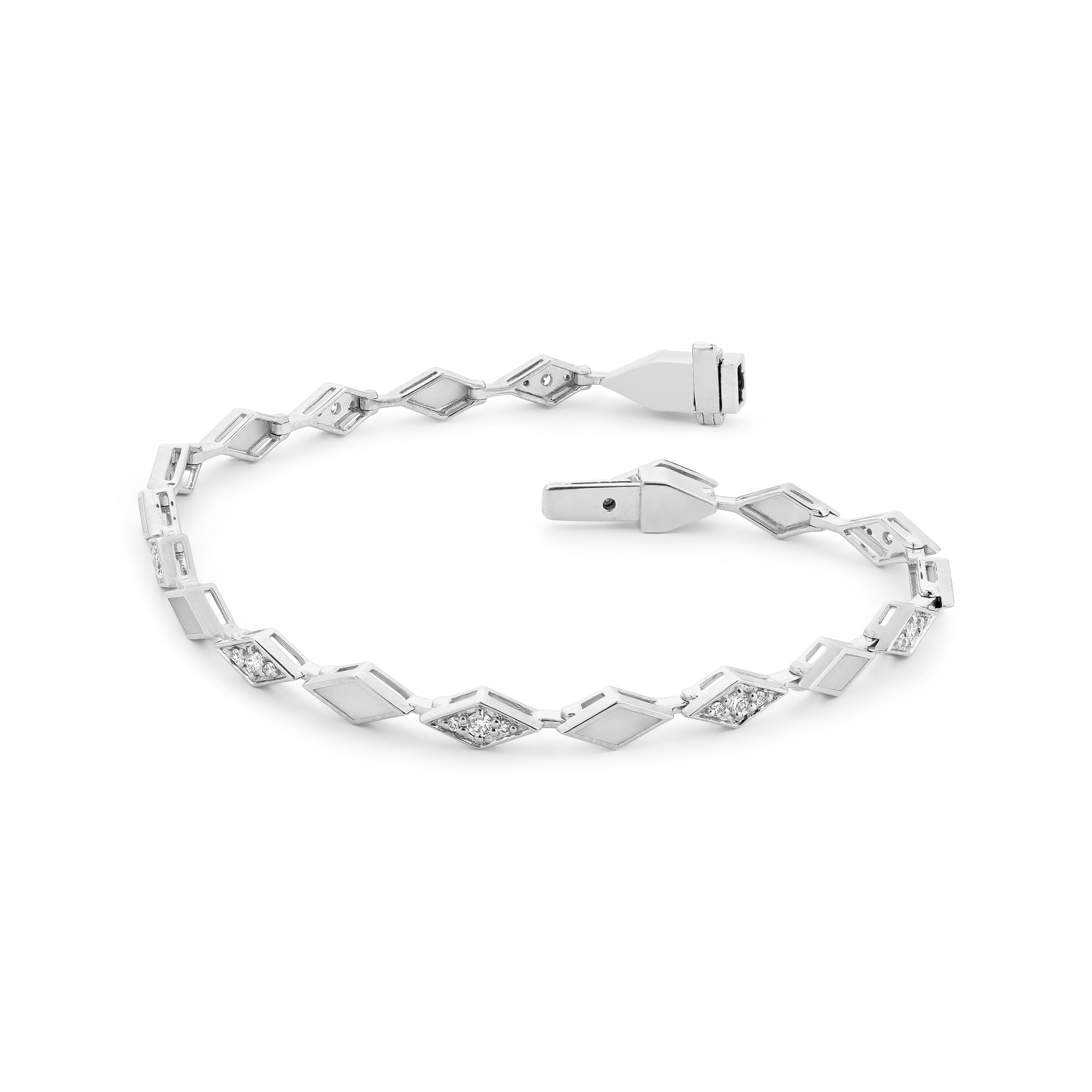 Eternity Mother of Pearl Bracelet#Gold_White Gold