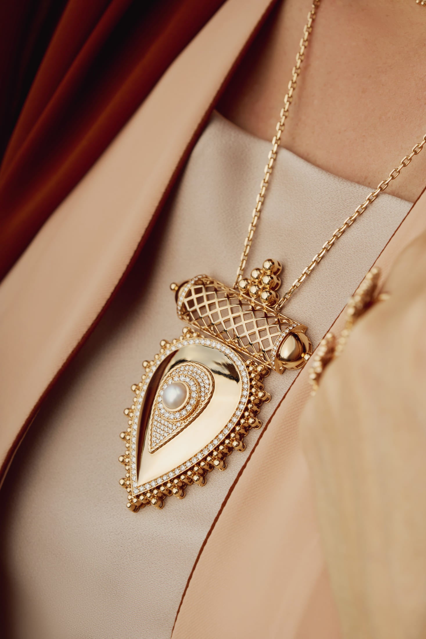 Al Qasr X-Large Pendant – Agate | Rose Gold