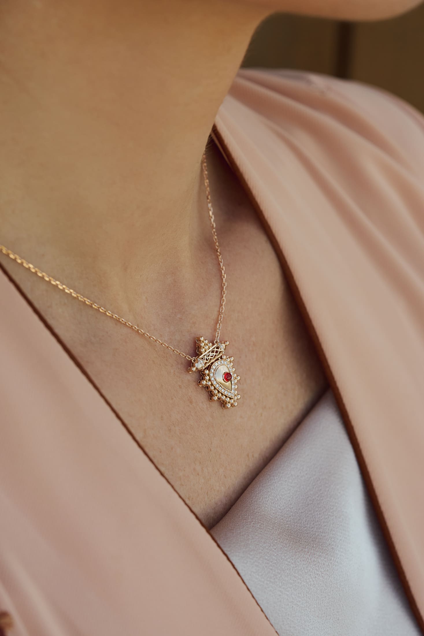 Al Qasr Mini Pendant – Amethyst | Rose Gold