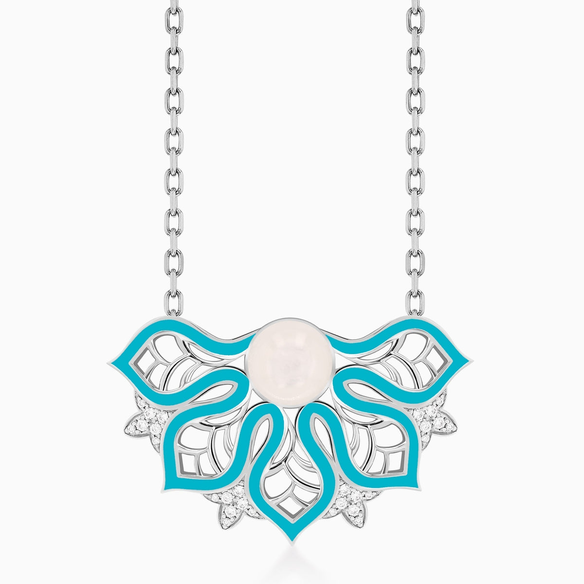 AURA Rise Necklace Large#Gold_White Gold