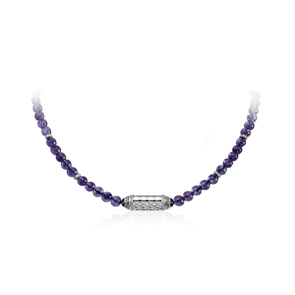 Harmony Amethyst Beads Necklace Border Diamond