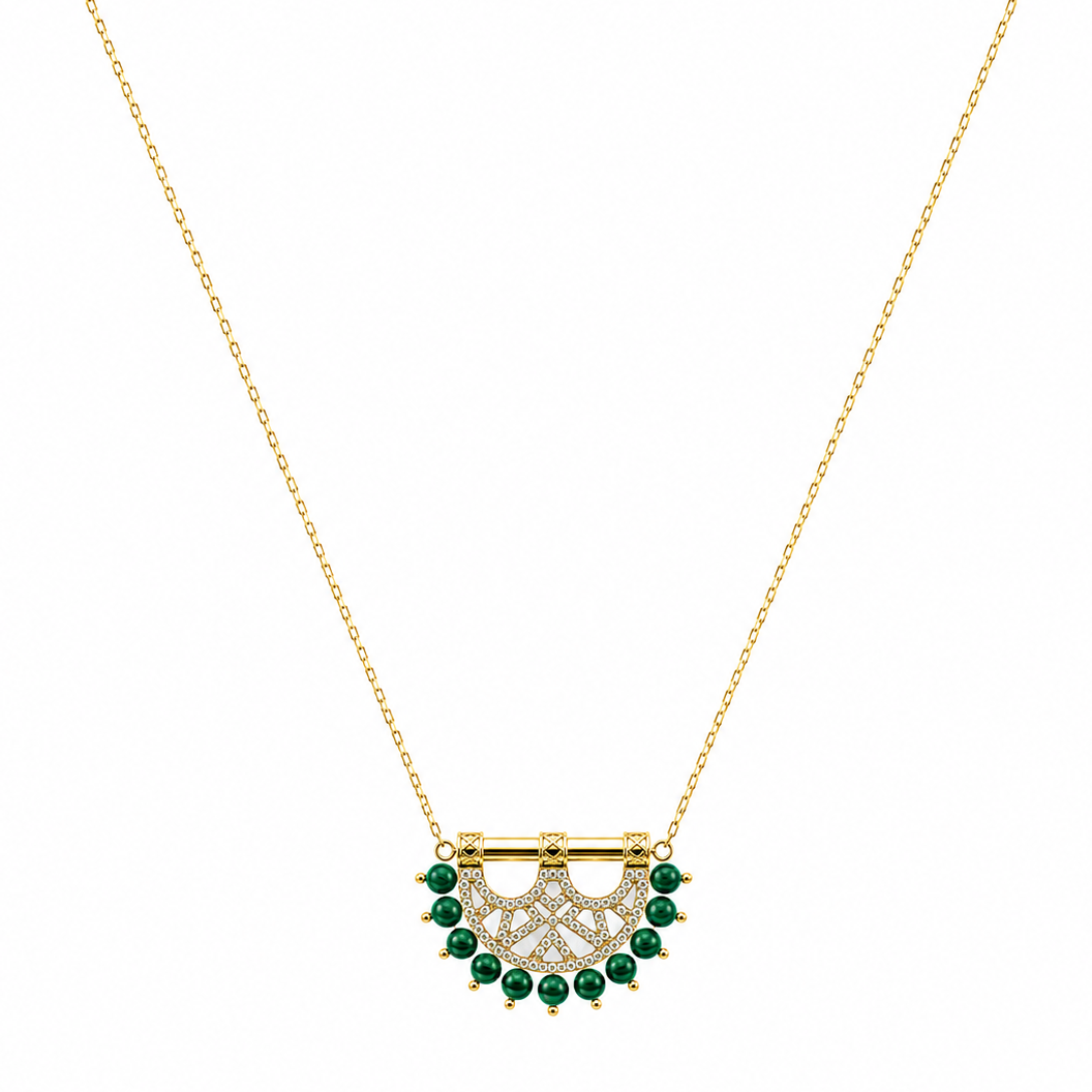 Heritage Mosaic Mini Pendant – Yellow Gold, Malachite