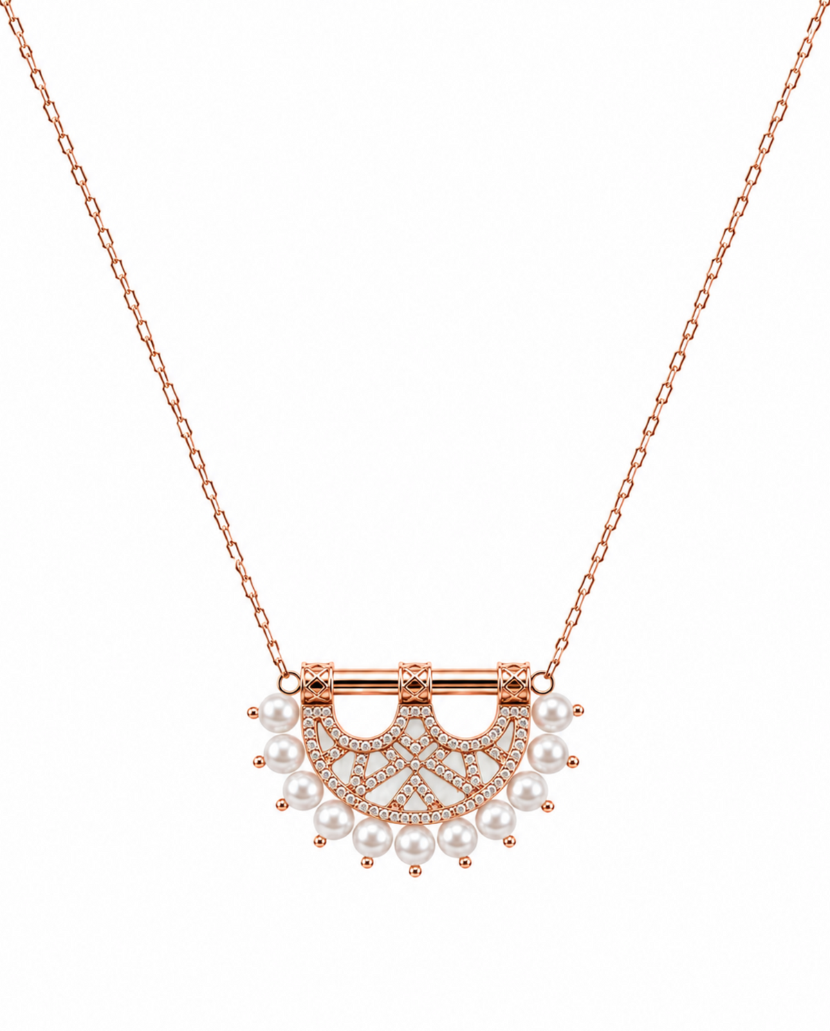 Heritage Mosaic Small Pendant – Rose Gold, Pearl