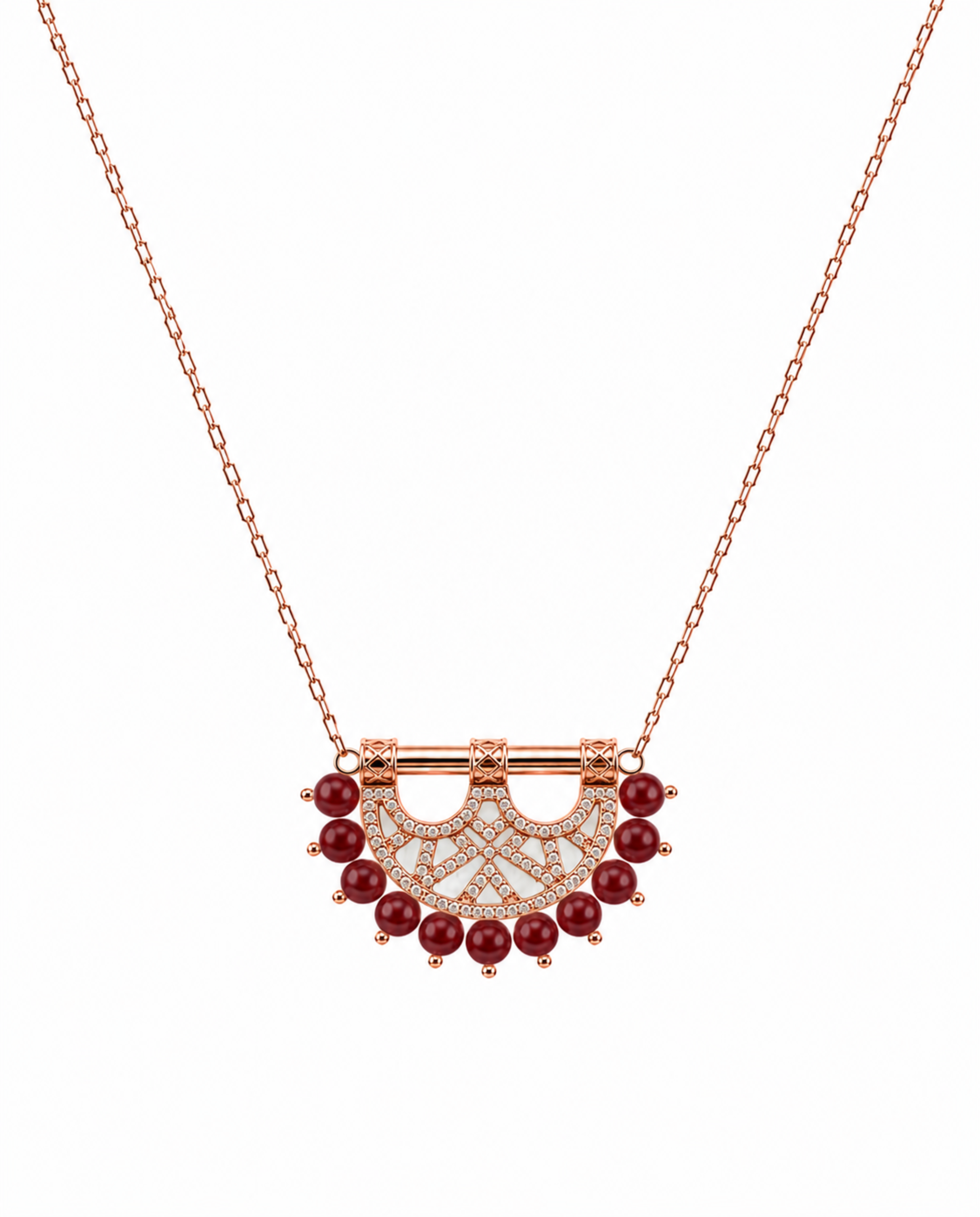 Heritage Mosaic Small Pendant – Rose Gold, Agate