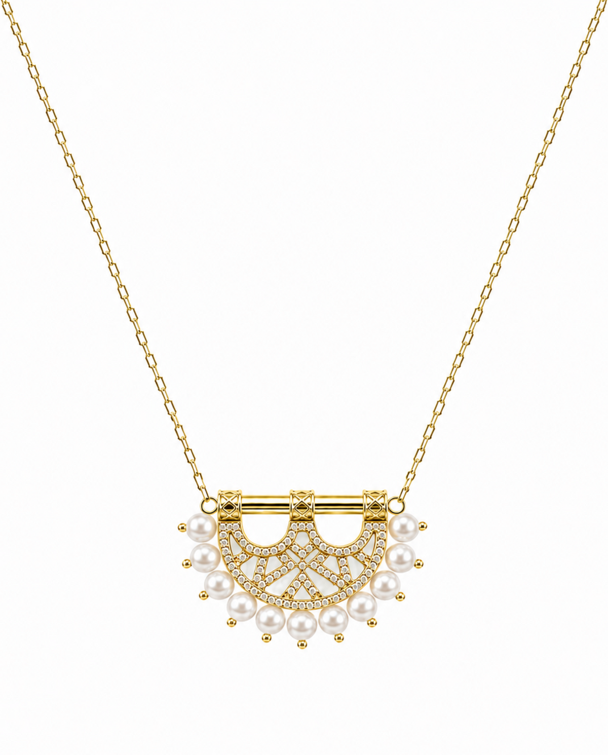 Heritage Mosaic Small Pendant Pearl#Gold_Yellow Gold