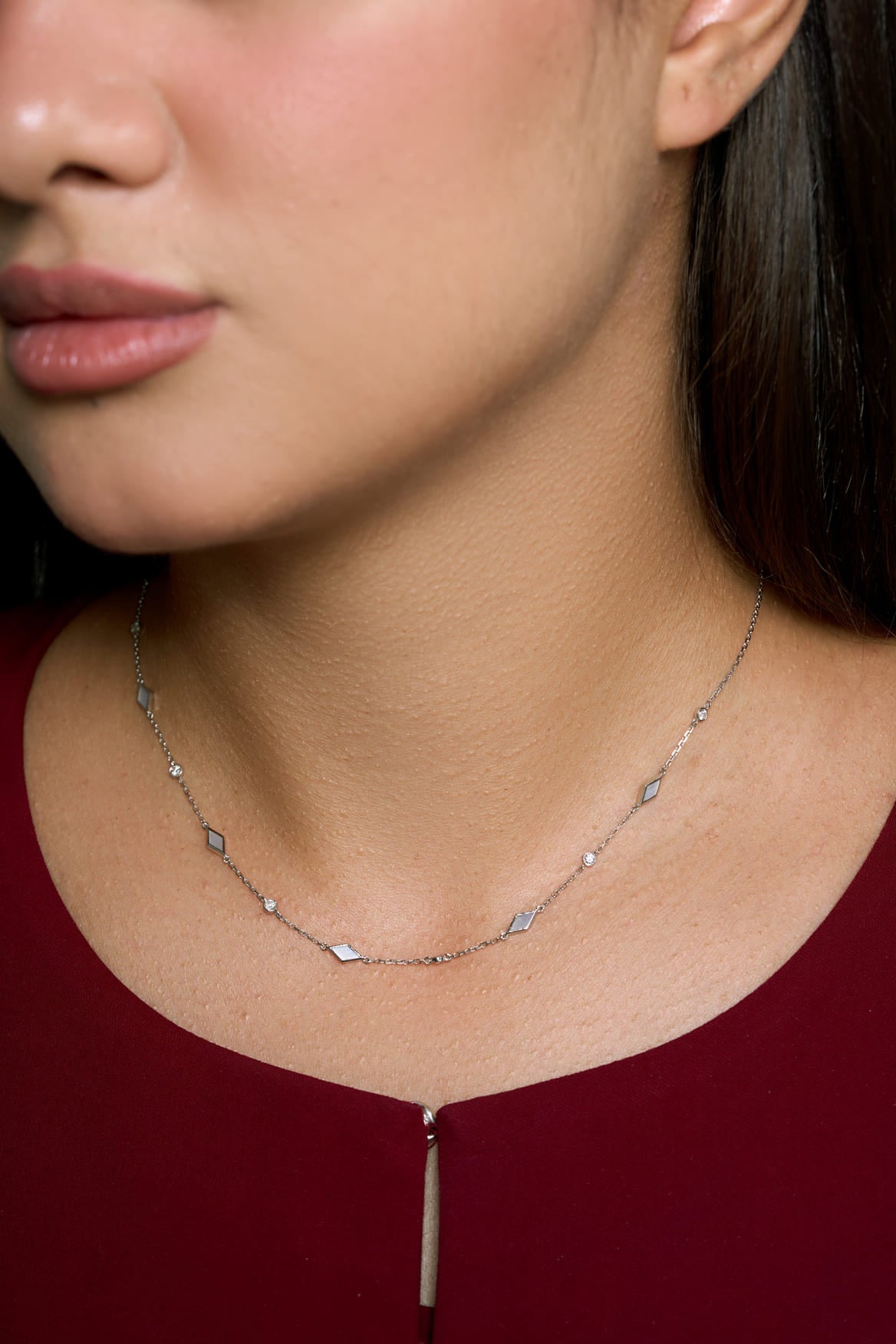 Eternity Mother of Pearl Necklace – White Gold