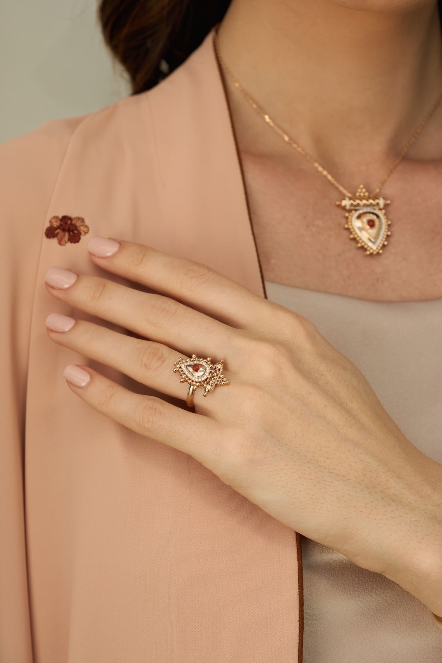 Al Qasr Small Ring – Pearl | Rose Gold
