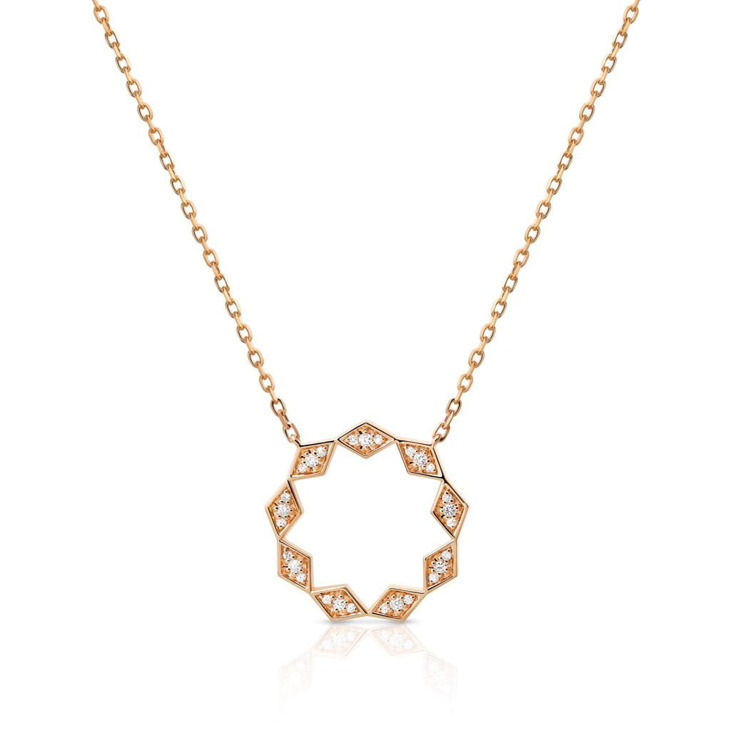 Eternity Medium Full Diamond Pendant#Gold_Rose Gold