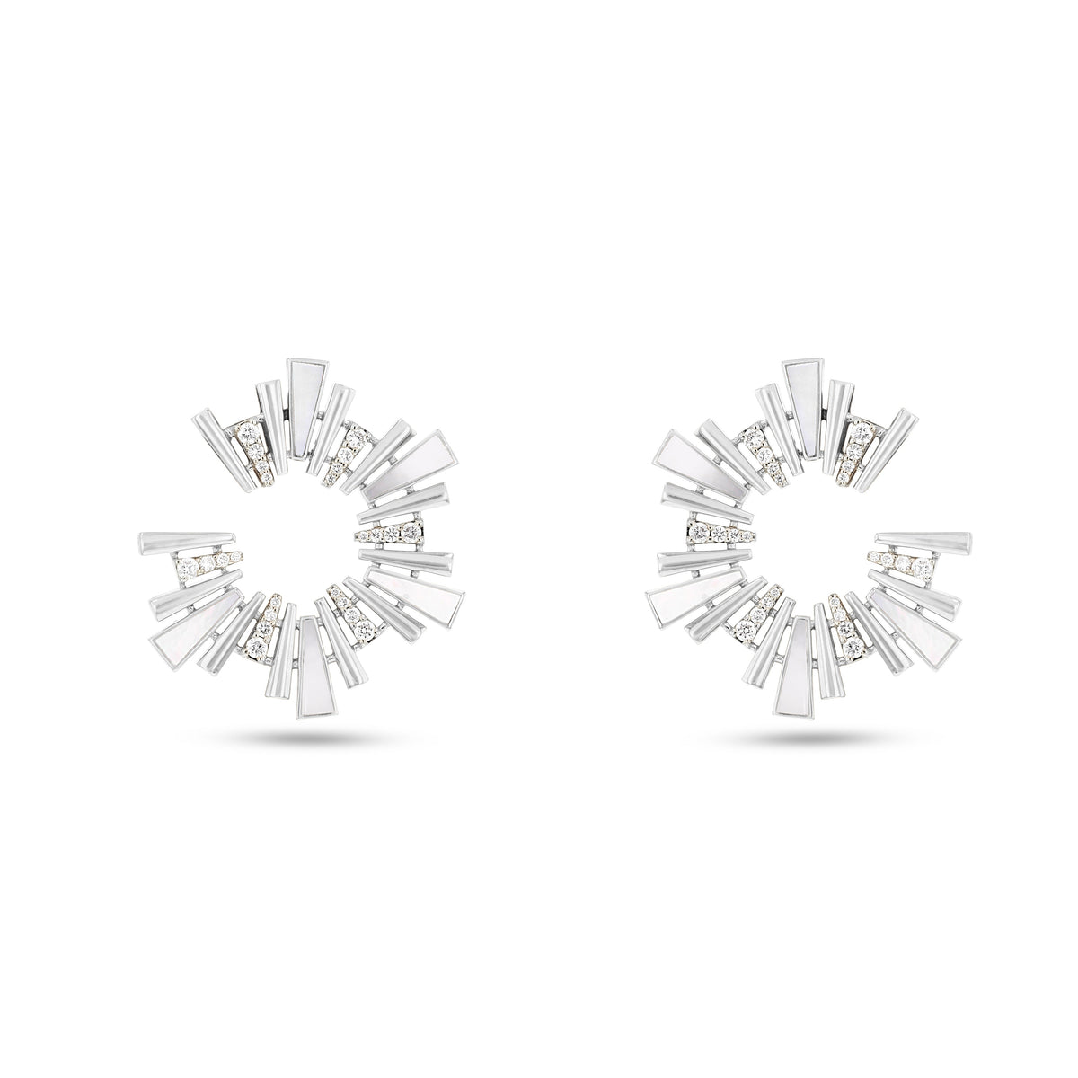 Al Fajr Hoop Earrings#Gold_White Gold