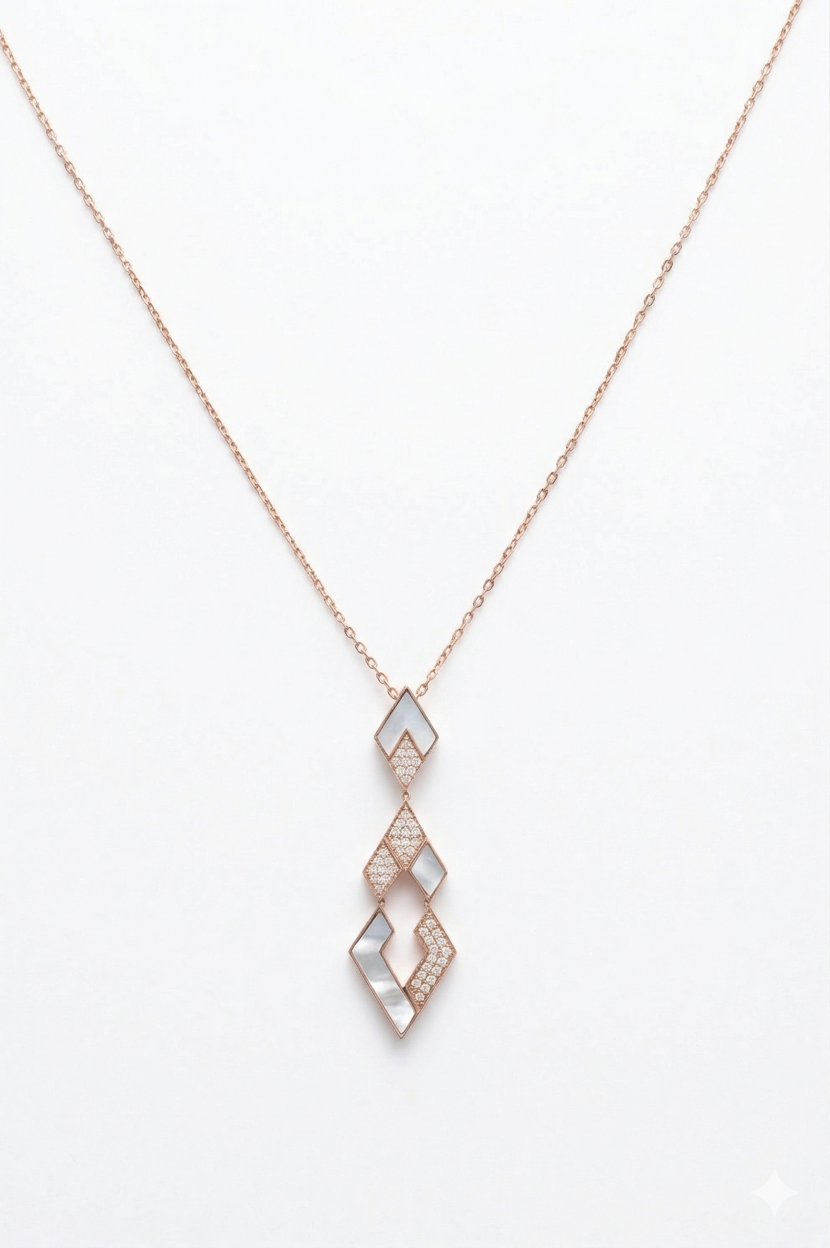 Eternity Small Pendant- Rose Gold, Mother of Pearl & Diamonds