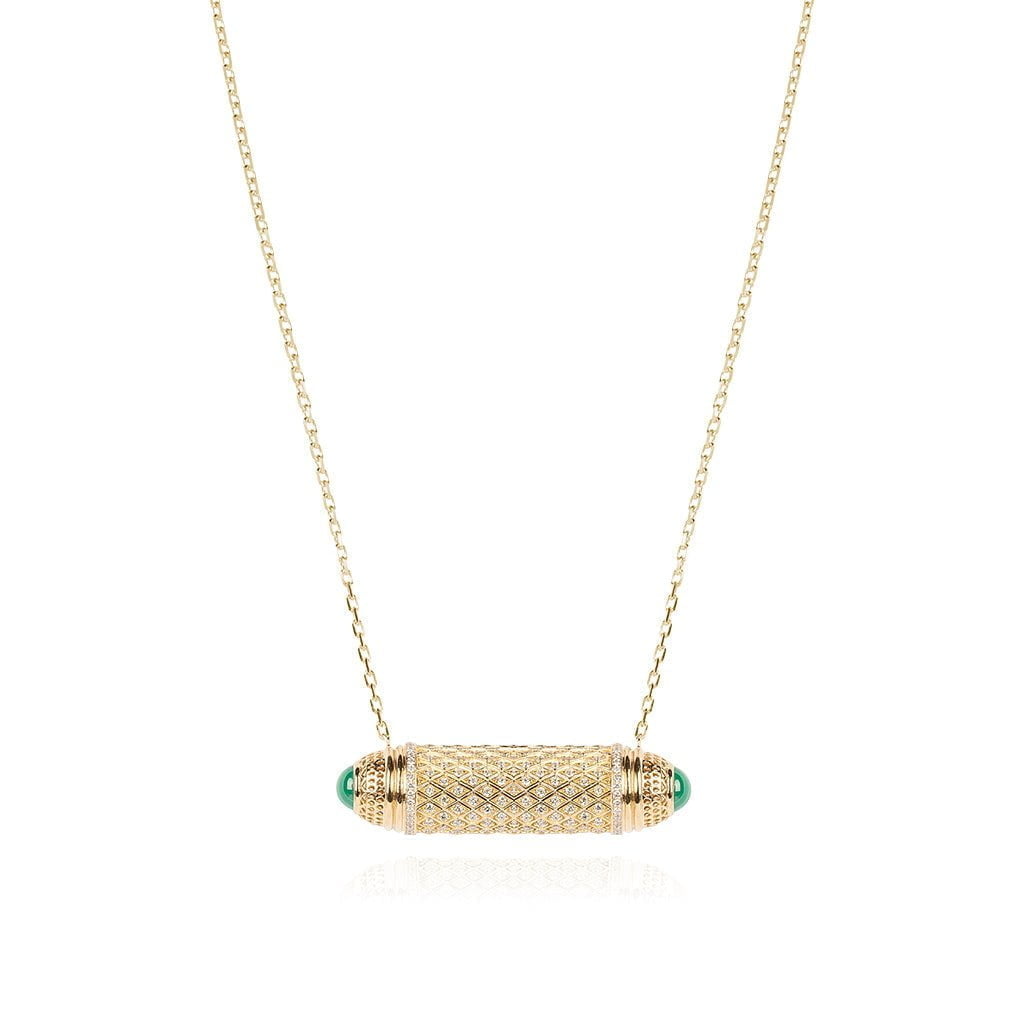 Al Noor Harmony Medium Malachite Pendant - Misk Dubai,Necklaces, al-noor-harmony-malachite-pendant, , Misk Dubai, Misk, Misk Jewellery, Misk Jewelry, Gold, Emirati Gold, Emirati Design, Jewelry Emirati, Saudi Jewelry, Gold Saudi Arabia, Dubai, Abu Dhabi, Saudi Arabia, KSA, UAE, United Arab Emirates, 18kt, مجوهرات , مجوهرات مسك, مجوهرات اماراتية , دهب , سعودية ذهب