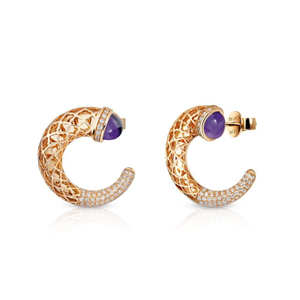 Hilal Earrings Half Diamond