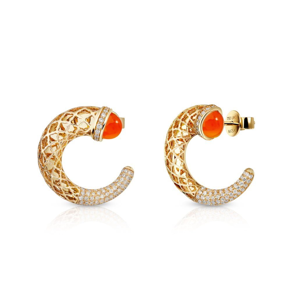 Hilal Earrings Half Diamond