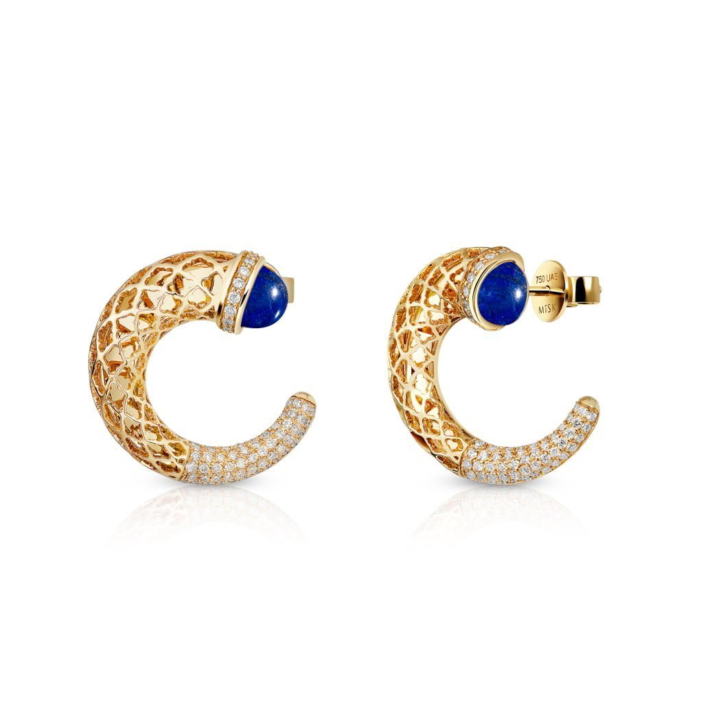 Hilal Earrings Half Diamond