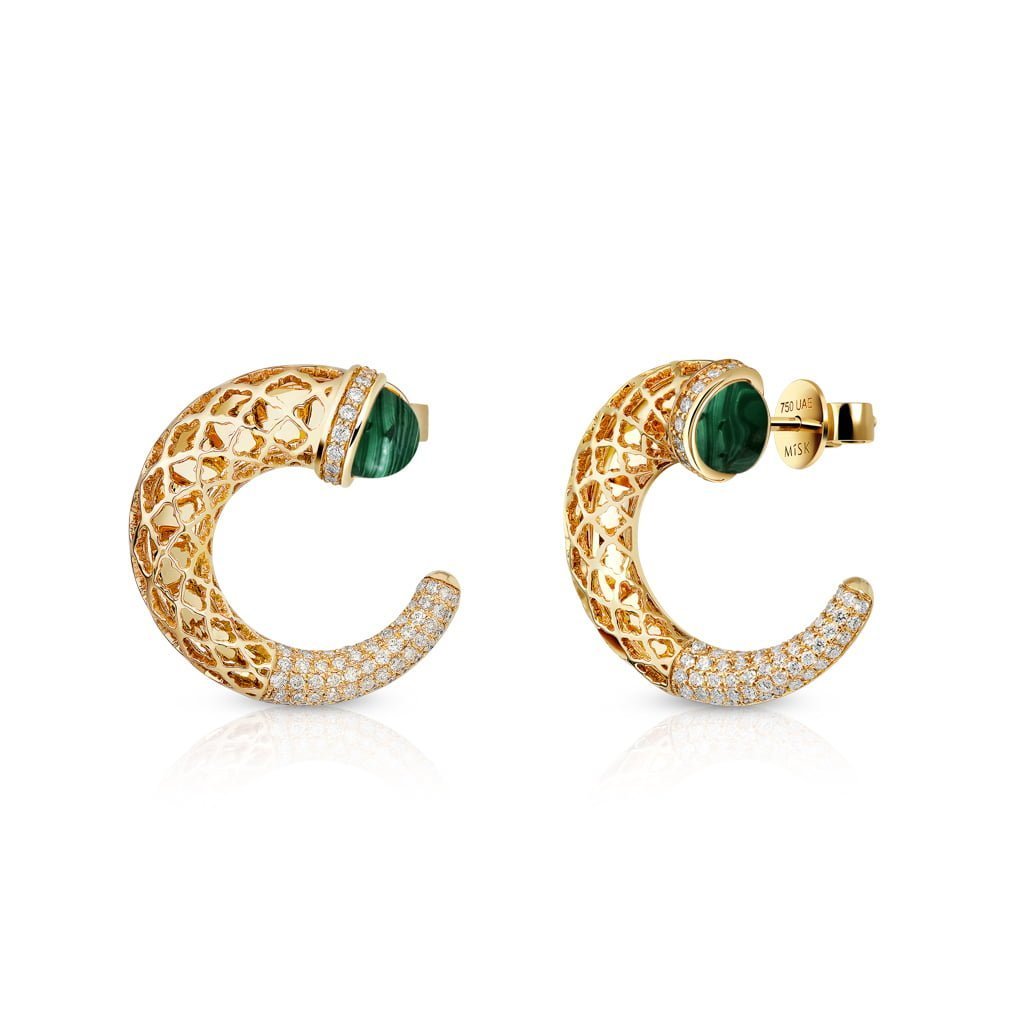 Hilal Earrings Half Diamond